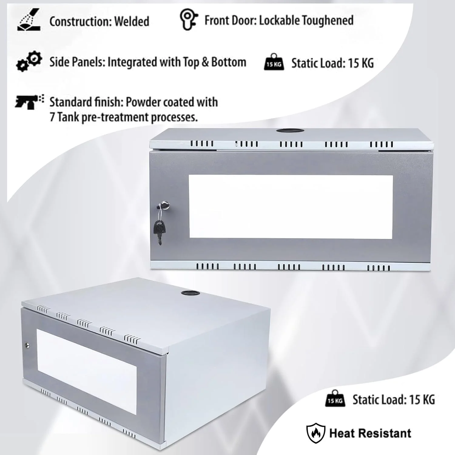 جعبه کابینت دیواری RG7 2U CCTV/DVR/NVR با قفل - رک شبکه/سرور جعبه کابینت دیواری RG7 2U CCTV/DVR/NVR با قفل - رک شبکه/سرور