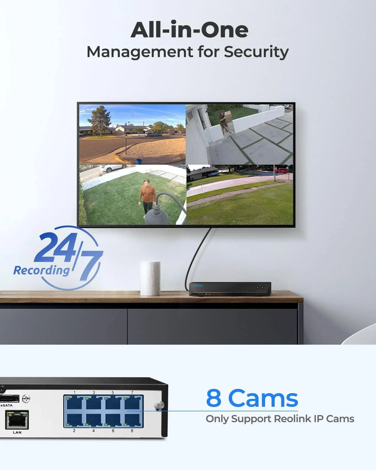 دستگاه ضبط ویدیویی تحت شبکه 8 کاناله 4K PoE Reolink با هارد دیسک 2 ترابایتی، پشتیبانی از دوربین های مداربسته تحت شبکه 12MP/8MP/5MP/4MP/1080P HD PoE IP، ضبط مداوم 24/7، مدل RLN8-410 دستگاه ضبط ویدیویی تحت شبکه 8 کاناله 4K PoE Reolink با هارد دیسک 2 ترابایتی، پشتیبانی از دوربین های مداربسته تحت شبکه 12MP/8MP/5MP/4MP/1080P HD PoE IP، ضبط مداوم 24/7، مدل RLN8-410