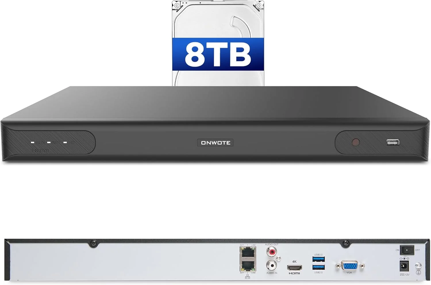 دستگاه ضبط کننده ویدیویی تحت شبکه 32 کانال ONWOTE 6K 12MP، شامل هارد دیسک 8 ترابایتی، پشتیبانی از 4 عدد SATA تا 40 ترابایت، فقط سازگار با دوربین های تحت شبکه PoE با کیفیت 12MP/ 4K 8MP/ 6MP/ 5MP ONWOTE، دستگاه ضبط کننده صوتی و تصویری 32 کانال NVR، سازگار با سوییچ PoE استاندارد دستگاه ضبط کننده ویدیویی تحت شبکه 32 کانال ONWOTE 6K 12MP، شامل هارد دیسک 8 ترابایتی، پشتیبانی از 4 عدد SATA تا 40 ترابایت، فقط سازگار با دوربین های تحت شبکه PoE با کیفیت 12MP/ 4K 8MP/ 6MP/ 5MP ONWOTE، دستگاه ضبط کننده صوتی و تصویری 32 کانال NVR، سازگار با سوییچ PoE استاندارد