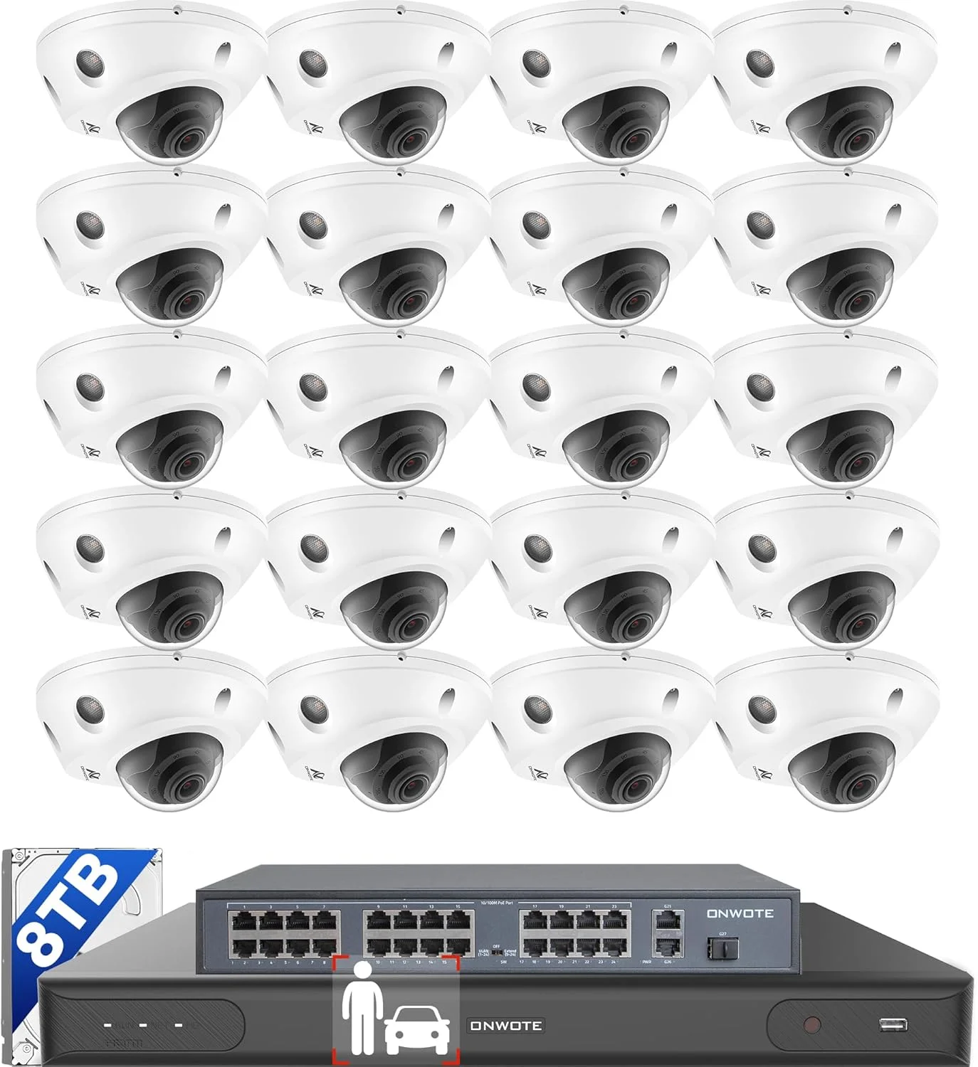 سیستم دوربین مداربسته ONWOTE 12MP NVR با 32 کانال، شامل 20 دوربین تحت شبکه 4K ضد خرابکاری PoE، دید در شب رنگی هوشمند، NVR با 32 کانال و 8 ترابایت حافظه، 4 پورت با پشتیبانی از 40 ترابایت، 20 کابل به طول 1860 فوت، سیستم مداربسته تجاری برای کسب و کار سیستم دوربین مداربسته ONWOTE 12MP NVR با 32 کانال، شامل 20 دوربین تحت شبکه 4K ضد خرابکاری PoE، دید در شب رنگی هوشمند، NVR با 32 کانال و 8 ترابایت حافظه، 4 پورت با پشتیبانی از 40 ترابایت، 20 کابل به طول 1860 فوت، سیستم مداربسته تجاری برای کسب و کار