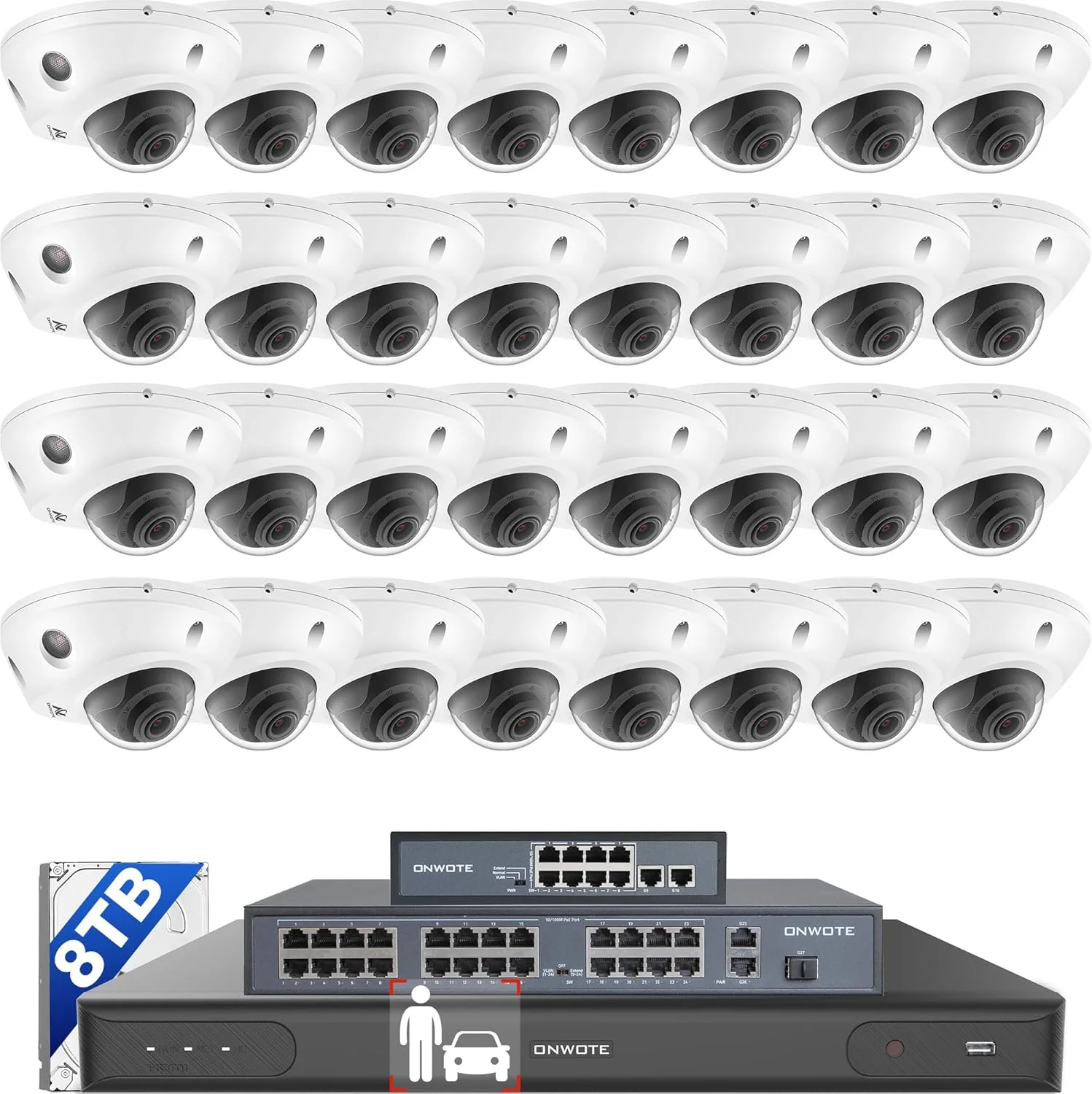 سیستم دوربین مداربسته ONWOTE 12MP NVR با 32 کانال، تشخیص چهره و AcuSearch، شامل 32 دوربین 4K 8MP ضد خرابکاری PoE IP، دید در شب رنگی AI، دستگاه ضبط ویدیویی NVR تجاری 32 کاناله 8 ترابایتی، دارای 4 پورت هارد دیسک با پشتیبانی از 40 ترابایت، سیستم مداربسته تجاری سیستم دوربین مداربسته ONWOTE 12MP NVR با 32 کانال، تشخیص چهره و AcuSearch، شامل 32 دوربین 4K 8MP ضد خرابکاری PoE IP، دید در شب رنگی AI، دستگاه ضبط ویدیویی NVR تجاری 32 کاناله 8 ترابایتی، دارای 4 پورت هارد دیسک با پشتیبانی از 40 ترابایت، سیستم مداربسته تجاری