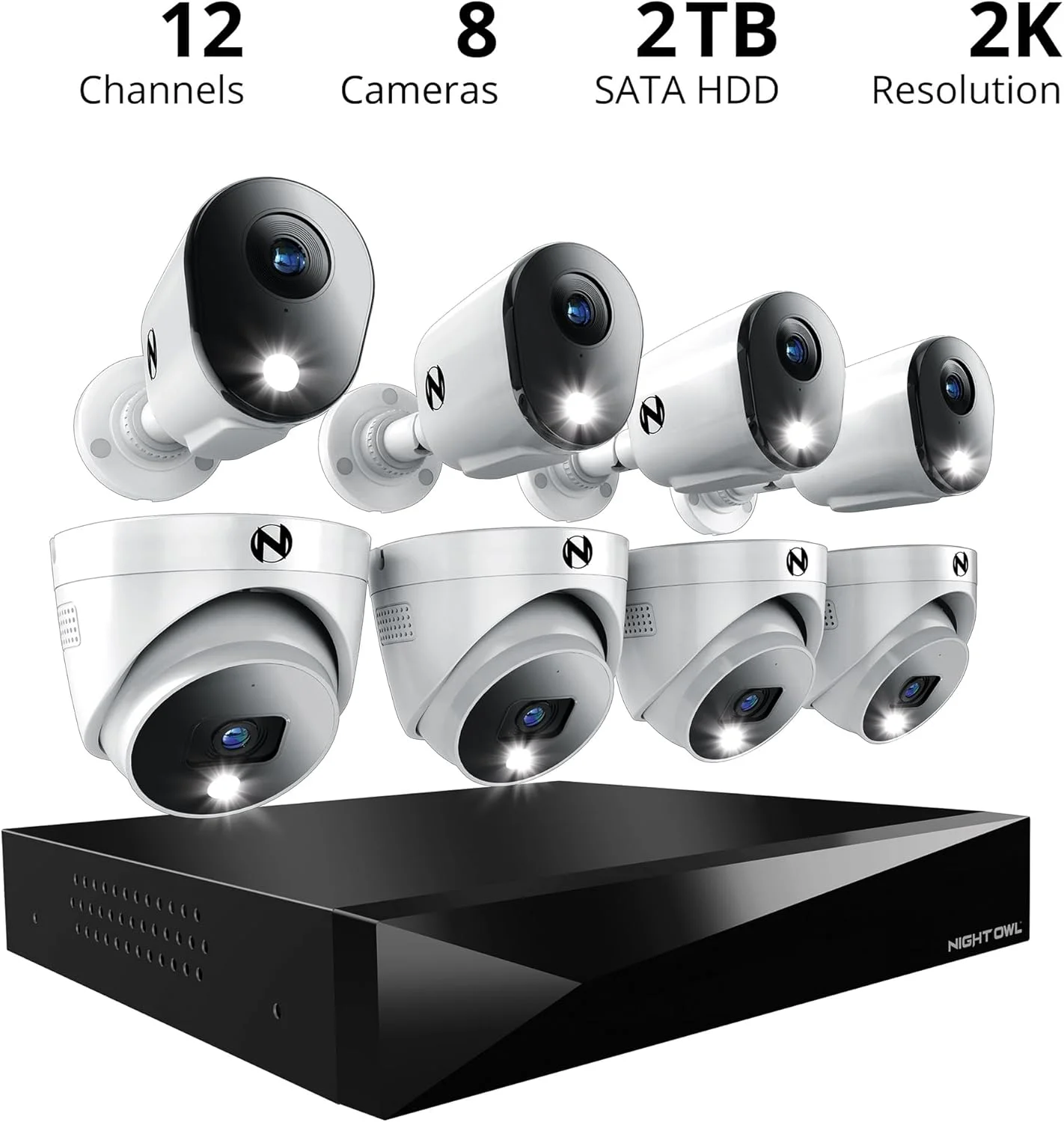 سیستم دوربین مداربسته امنیتی خانگی Night Owl با DVR 12 کاناله صوتی دو طرفه، شامل 8 دوربین (4 بولت و 4 دام) سیمی 2K HD داخلی/خارجی و هارد دیسک 2 ترابایتی (4 بولت/4 دام - 12 کانال) سیستم دوربین مداربسته امنیتی خانگی Night Owl با DVR 12 کاناله صوتی دو طرفه، شامل 8 دوربین (4 بولت و 4 دام) سیمی 2K HD داخلی/خارجی و هارد دیسک 2 ترابایتی (4 بولت/4 دام - 12 کانال)