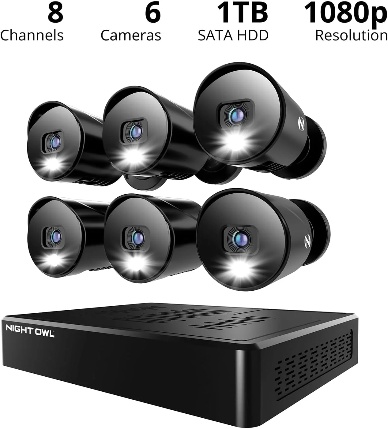 سیستم دوربین مداربسته خانگی Night Owl با DVR 12 کاناله و (6) دوربین سیمی HD 1080p برای داخل و خارج از خانه و هارد دیسک 1 ترابایتی (امکان اضافه کردن تا 4 دوربین) سیستم دوربین مداربسته خانگی Night Owl با DVR 12 کاناله و (6) دوربین سیمی HD 1080p برای داخل و خارج از خانه و هارد دیسک 1 ترابایتی (امکان اضافه کردن تا 4 دوربین)