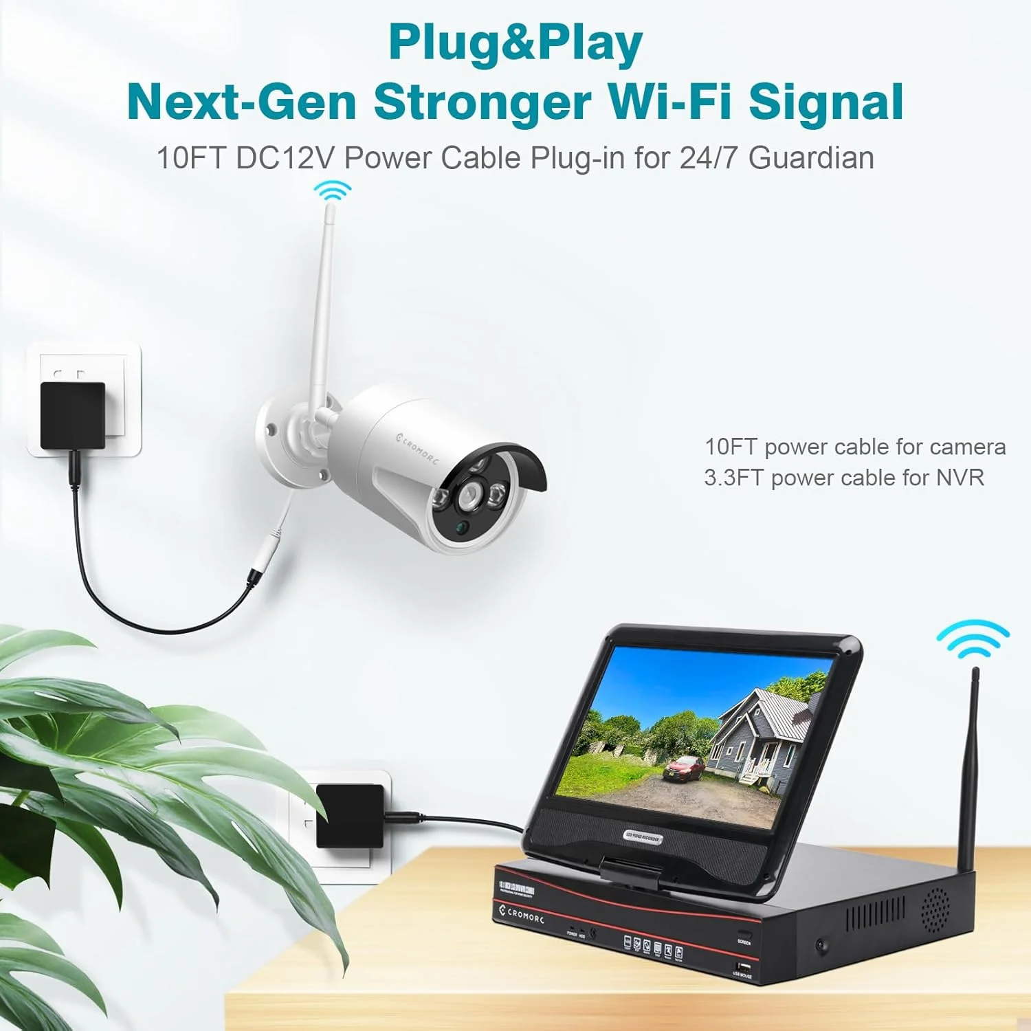 سیستم دوربین مداربسته بی سیم همه کاره با مانیتور، دوربین مداربسته وای فای خانگی 4 کانال 1080P NVR Kit، شامل 4 عدد دوربین بولت IP داخلی و خارجی 960P، دید در شب IR، ضد آب، Plug and Play با هارد دیسک 1 ترابایتی سیستم دوربین مداربسته بی سیم همه کاره با مانیتور، دوربین مداربسته وای فای خانگی 4 کانال 1080P NVR Kit، شامل 4 عدد دوربین بولت IP داخلی و خارجی 960P، دید در شب IR، ضد آب، Plug and Play با هارد دیسک 1 ترابایتی