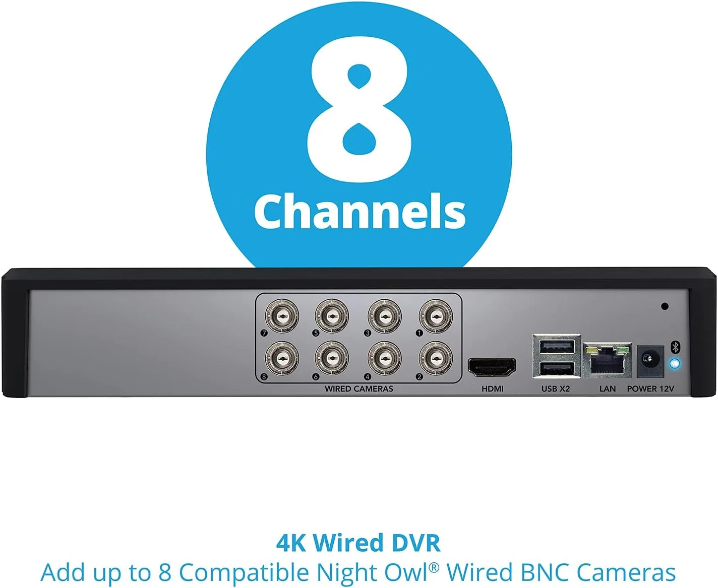 دستگاه ضبط ویدیویی دیجیتال بلوتوثی 4K UHD نایت اول با 8 کانال و هارد دیسک 1 ترابایتی (قابلیت افزودن تا 8 دوربین) دستگاه ضبط ویدیویی دیجیتال بلوتوثی 4K UHD نایت اول با 8 کانال و هارد دیسک 1 ترابایتی (قابلیت افزودن تا 8 دوربین)