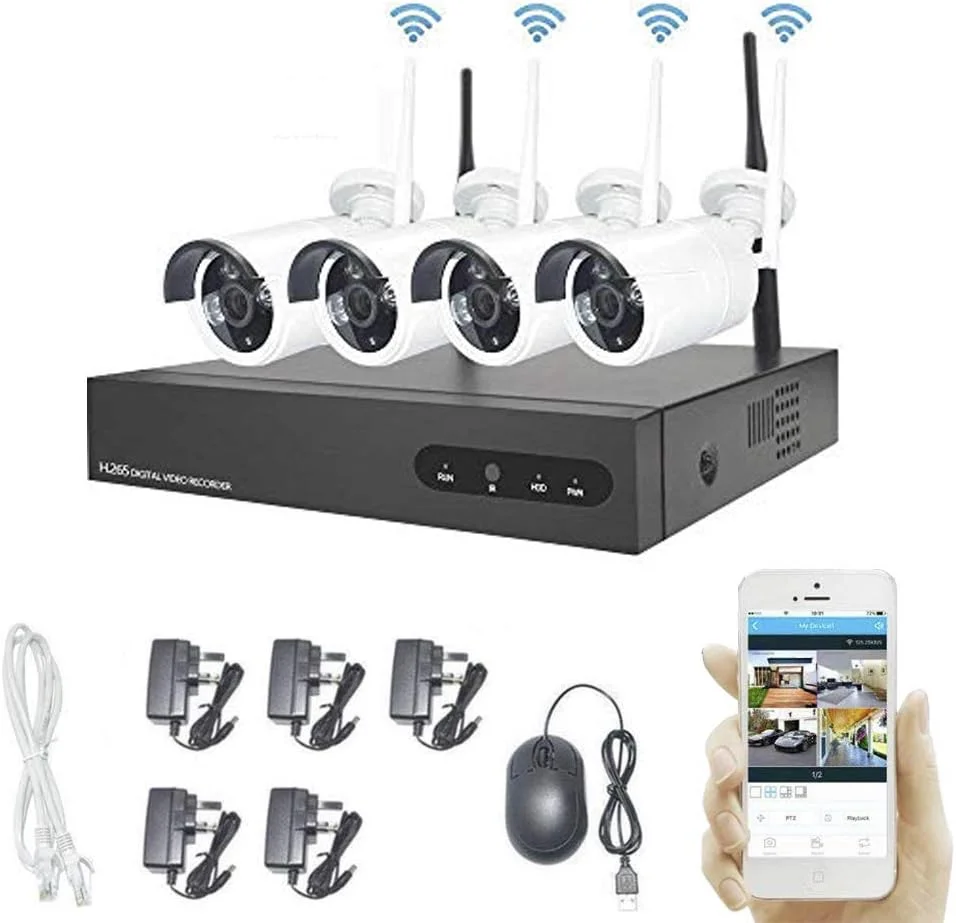سیستم دوربین مداربسته بی سیم Myada 1080P، سیستم امنیتی دوربین مداربسته وای فای 4 کانال 2 مگاپیکسل، کیت NVR بی سیم، کیت دوربین مداربسته وای فای مناسب فضای باز، Plug n Play، اعلان فوری تشخیص حرکت از طریق برنامه، P2P، بدون هارد دیسک سیستم دوربین مداربسته بی سیم Myada 1080P، سیستم امنیتی دوربین مداربسته وای فای 4 کانال 2 مگاپیکسل، کیت NVR بی سیم، کیت دوربین مداربسته وای فای مناسب فضای باز، Plug n Play، اعلان فوری تشخیص حرکت از طریق برنامه، P2P، بدون هارد دیسک