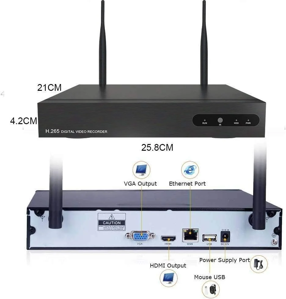 سیستم دوربین مداربسته بی سیم Myada 1080P، سیستم امنیتی دوربین مداربسته وای فای 4 کانال 2 مگاپیکسل، کیت NVR بی سیم، کیت دوربین مداربسته وای فای مناسب فضای باز، Plug n Play، اعلان فوری تشخیص حرکت از طریق برنامه، P2P، بدون هارد دیسک سیستم دوربین مداربسته بی سیم Myada 1080P، سیستم امنیتی دوربین مداربسته وای فای 4 کانال 2 مگاپیکسل، کیت NVR بی سیم، کیت دوربین مداربسته وای فای مناسب فضای باز، Plug n Play، اعلان فوری تشخیص حرکت از طریق برنامه، P2P، بدون هارد دیسک