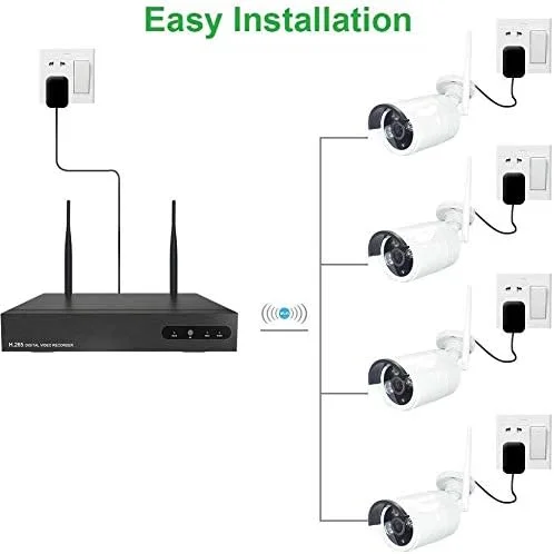 سیستم دوربین مداربسته بی سیم Myada 1080P، سیستم امنیتی دوربین مداربسته وای فای 4 کانال 2 مگاپیکسل، کیت NVR بی سیم، کیت دوربین مداربسته وای فای مناسب فضای باز، Plug n Play، اعلان فوری تشخیص حرکت از طریق برنامه، P2P، بدون هارد دیسک سیستم دوربین مداربسته بی سیم Myada 1080P، سیستم امنیتی دوربین مداربسته وای فای 4 کانال 2 مگاپیکسل، کیت NVR بی سیم، کیت دوربین مداربسته وای فای مناسب فضای باز، Plug n Play، اعلان فوری تشخیص حرکت از طریق برنامه، P2P، بدون هارد دیسک