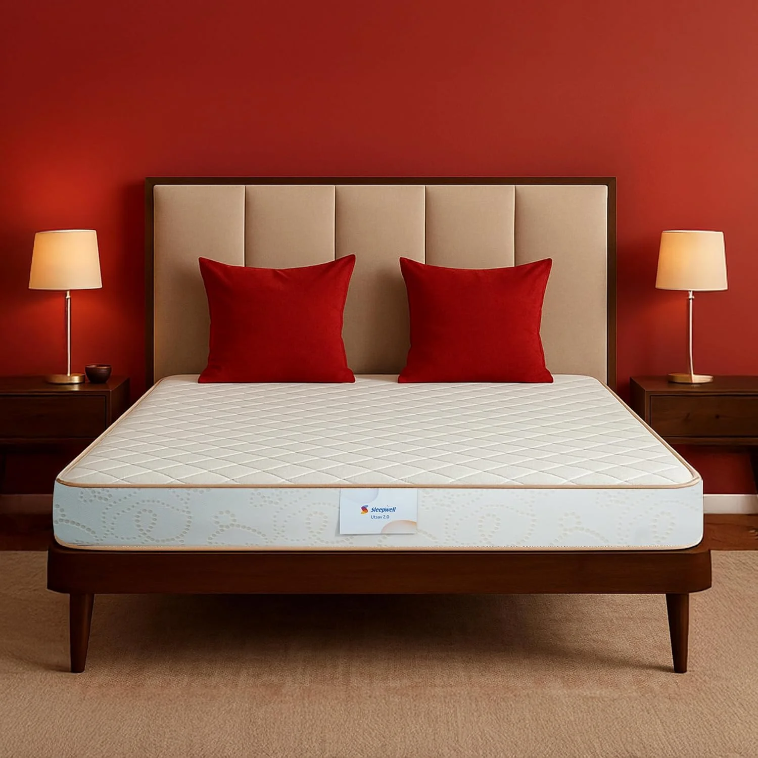 تشک تختخواب یک نفره Sleepwell Utsav 2.0 | فوم Resitec | سایز کینگ | سفتی متوسط | فناوری Neem Fresche | تشک ضد افتادگی (200 طول x 180 عرض x 15 ارتفاع سانتی متر) تشک تختخواب یک نفره Sleepwell Utsav 2.0 | فوم Resitec | سایز کینگ | سفتی متوسط | فناوری Neem Fresche | تشک ضد افتادگی (200 طول x 180 عرض x 15 ارتفاع سانتی متر)