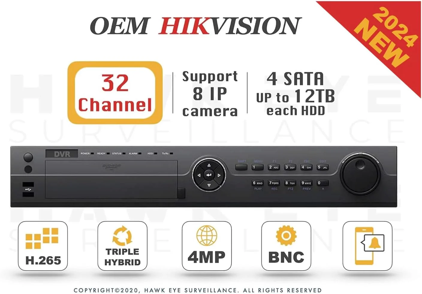دستگاه ضبط ویدیویی دیجیتال ۳۲ کانال HAWK EYE SURVEILLANCE HD TVI 1080P DVR - دستگاه ضبط ویدیویی دیجیتال ۳۲ کانال HD-TVI/CVI/AHD H264 Full-HD خروجی ویدیویی HDMI/VGA/BNC برای خانه و محل کار، پشتیبانی از دوربین های آنالوگ و IP و اپلیکیشن موبایل دستگاه ضبط ویدیویی دیجیتال ۳۲ کانال HAWK EYE SURVEILLANCE HD TVI 1080P DVR - دستگاه ضبط ویدیویی دیجیتال ۳۲ کانال HD-TVI/CVI/AHD H264 Full-HD خروجی ویدیویی HDMI/VGA/BNC برای خانه و محل کار، پشتیبانی از دوربین های آنالوگ و IP و اپلیکیشن موبایل