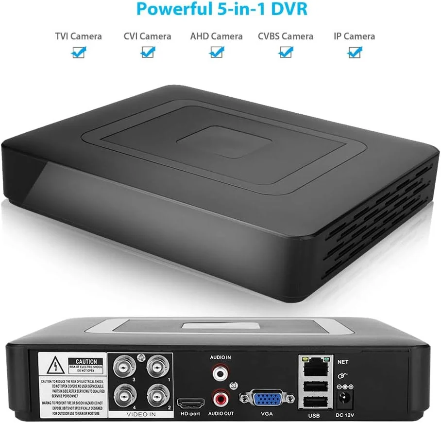 دستگاه ضبط ویدئویی 4 کاناله GQCQGS، سیستم دوربین مداربسته امنیتی 4CH AHD/CVI/TVI/DVR/NVR 5 در 1، دستگاه ضبط ویدئویی بلادرنگ، کیت سیستم دوربین نظارت خانگی دستگاه ضبط ویدئویی 4 کاناله GQCQGS، سیستم دوربین مداربسته امنیتی 4CH AHD/CVI/TVI/DVR/NVR 5 در 1، دستگاه ضبط ویدئویی بلادرنگ، کیت سیستم دوربین نظارت خانگی
