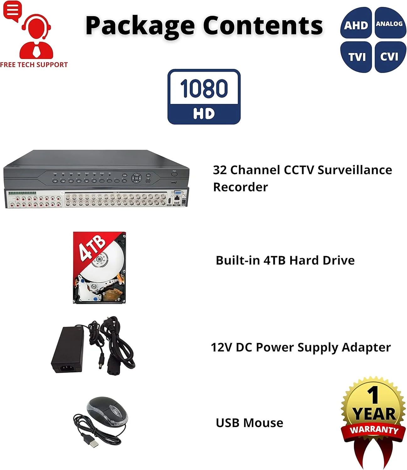 دستگاه ضبط DVR مستقل ۳۲ کاناله Evertech H.264 4-in-1 HD برای دوربین های TVI AHD CVI و آنالوگ و سیستم های نظارت امنیتی با ۴ ترابایت حافظه دستگاه ضبط DVR مستقل ۳۲ کاناله Evertech H.264 4-in-1 HD برای دوربین های TVI AHD CVI و آنالوگ و سیستم های نظارت امنیتی با ۴ ترابایت حافظه