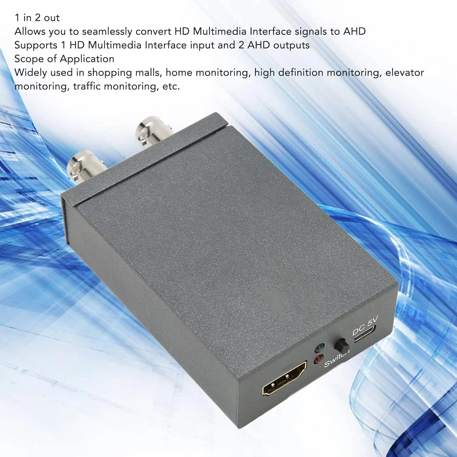 مبدل HDMI به AHD با 1 ورودی و 2 خروجی، آداپتور HDMI به AHD 4K 720P 1080P برای سیستم دوربین خانگی، ضبط کننده ویدیویی HD CCTV، AHD DVR NVR، خروجی Loop-Through مبدل HDMI به AHD با 1 ورودی و 2 خروجی، آداپتور HDMI به AHD 4K 720P 1080P برای سیستم دوربین خانگی، ضبط کننده ویدیویی HD CCTV، AHD DVR NVR، خروجی Loop-Through