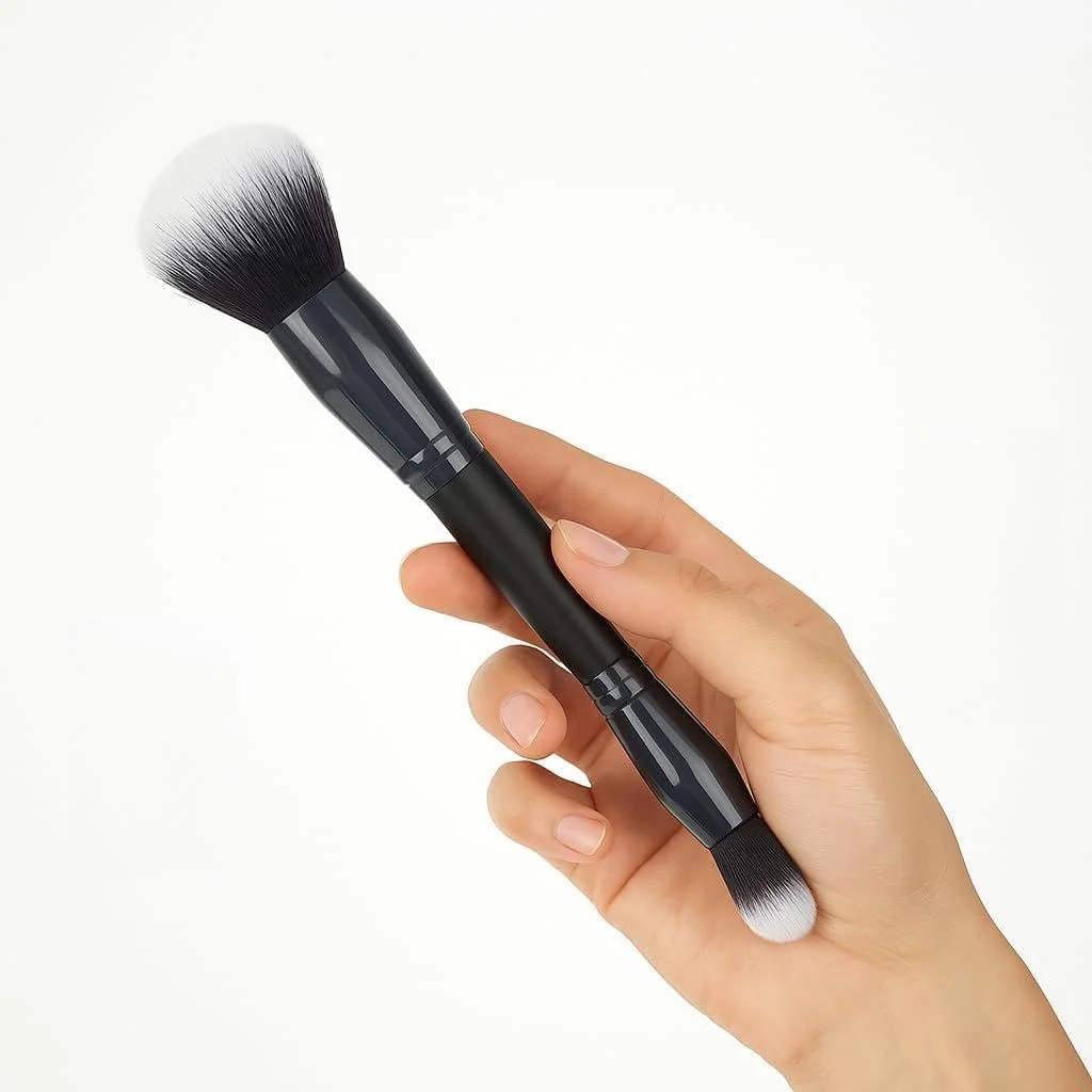 براش رژگونه دو طرفه - ابزار آرایشی با موهای نرم 7.1 اینچی، سر گرد چند منظوره، دسته چوبی، قابل حمل برای خانه و مسافرت (مشکی) براش رژگونه دو طرفه - ابزار آرایشی با موهای نرم 7.1 اینچی، سر گرد چند منظوره، دسته چوبی، قابل حمل برای خانه و مسافرت (مشکی)