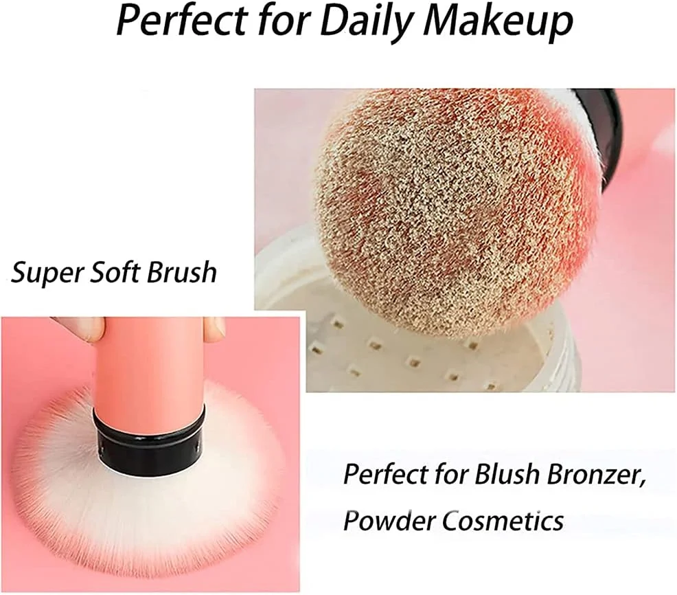 برس آرایشی ELECDON، برس آرایشی کابوکی جمع شونده، برس رژگونه مسافرتی صورت، برس پودر قابل حمل با پوشش برای رژگونه، برنزر، پرداخت، لوازم آرایشی پودری بی عیب و نقص