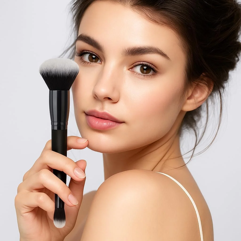 براش رژگونه دو طرفه - ابزار آرایشی با موهای نرم 7.1 اینچی، سر گرد چند منظوره، دسته چوبی، قابل حمل برای خانه و مسافرت (مشکی) براش رژگونه دو طرفه - ابزار آرایشی با موهای نرم 7.1 اینچی، سر گرد چند منظوره، دسته چوبی، قابل حمل برای خانه و مسافرت (مشکی)