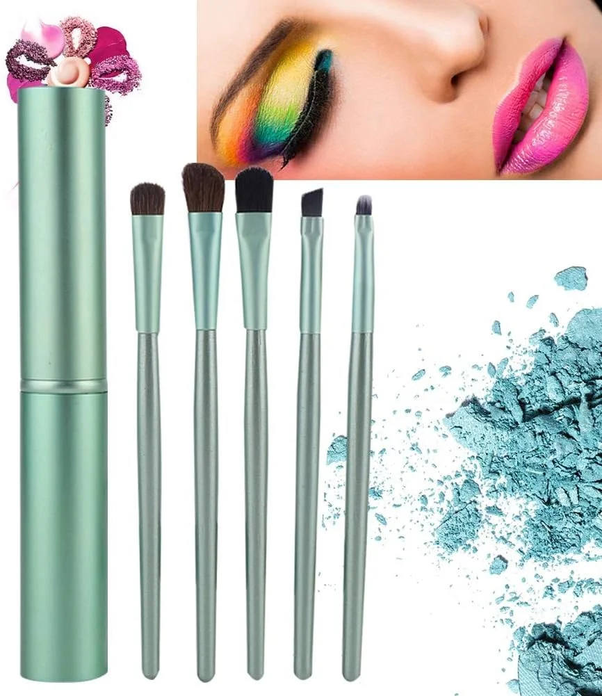 ست براش آرایشی چشم Haofy، 5 تکه، براش لوازم آرایشی قابل حمل، سایه چشم، پودر و پرایمر، ابزار آرایش برای ترکیب رژگونه ست براش آرایشی چشم Haofy، 5 تکه، براش لوازم آرایشی قابل حمل، سایه چشم، پودر و پرایمر، ابزار آرایش برای ترکیب رژگونه