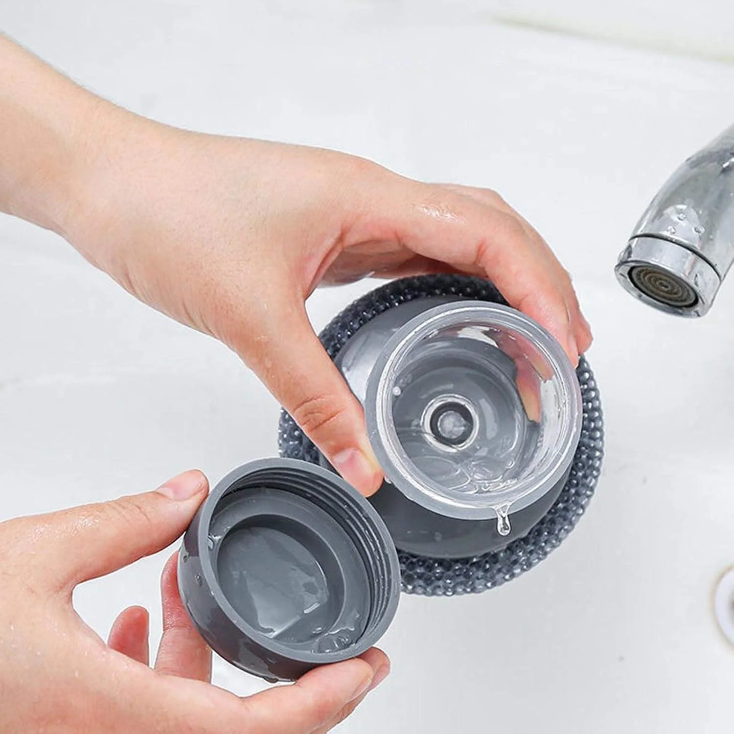 برس پخش کننده صابون، برس تمیز کننده آشپزخانه با دسته، اسکاچر استیل ضد زنگ، برس تمیز کننده آشپزخانه خانگی