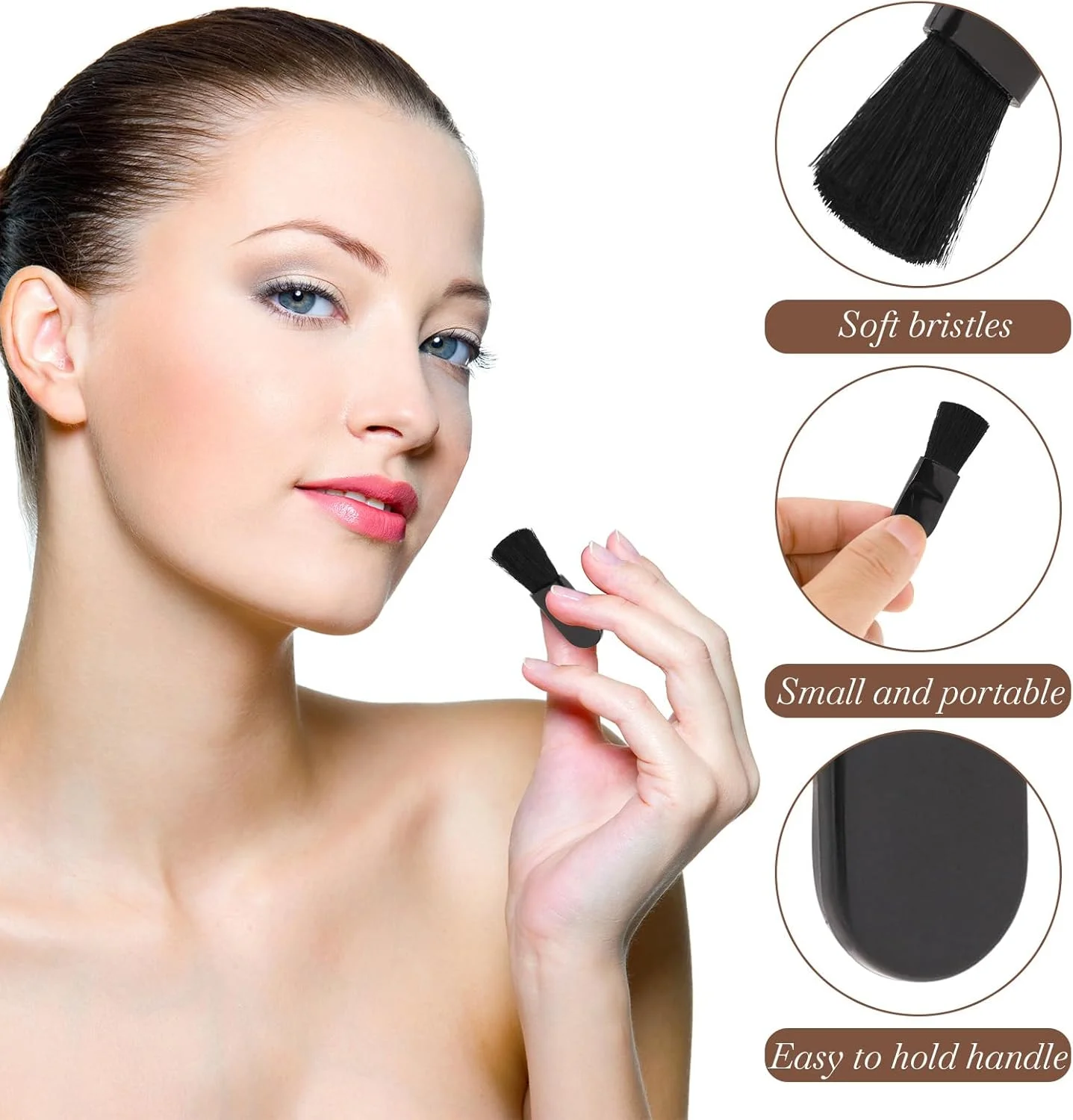برس آرایشی یکبار مصرف زنانه، 30 عدد برس رژگونه مینی، اپلیکاتور آرایشی مسافرتی کوچک، برس پودر قابل حمل برای پودر فیکس، برس کرم پودر، ابزار زیبایی برای مخلوط کردن مایع و کرم