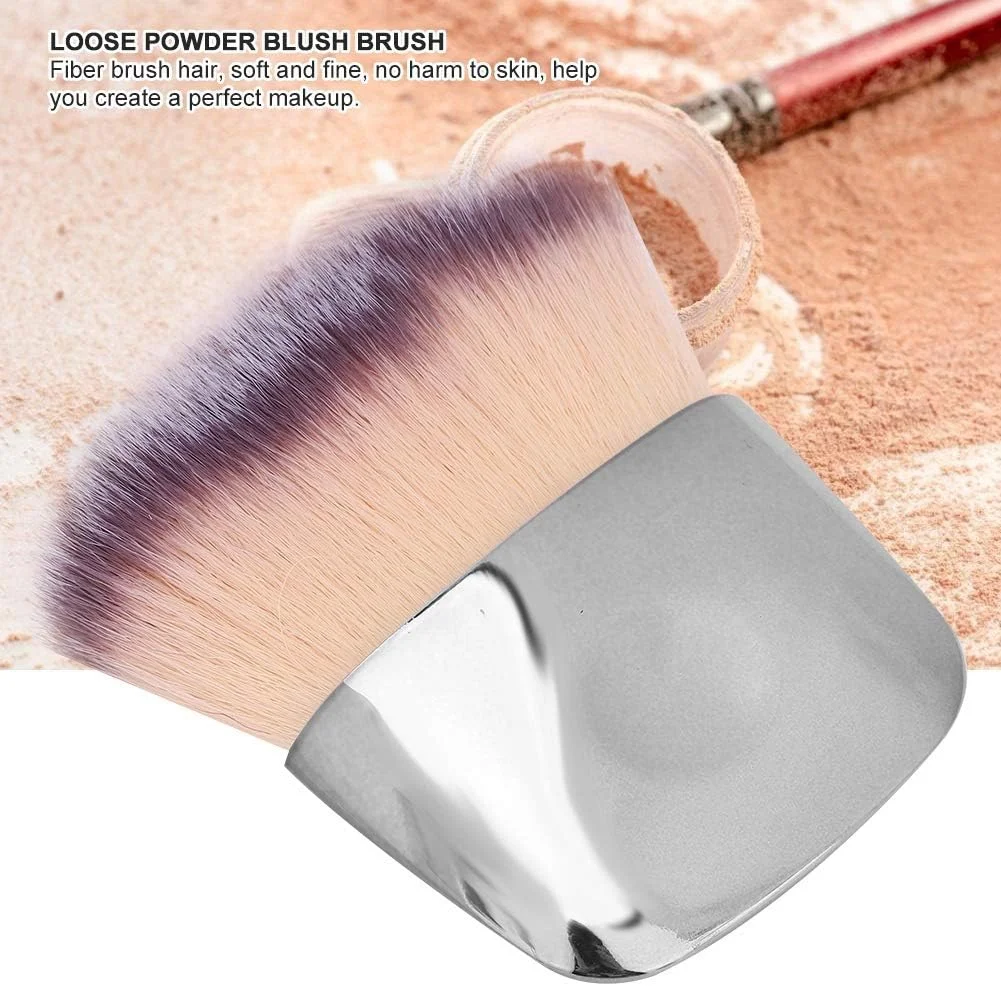 براش پودر فیکس DEWIN - براش رژگونه مینی چند منظوره، براش آرایشی قابل حمل با موهای نرم، ابزار آرایشی (نقره ای)