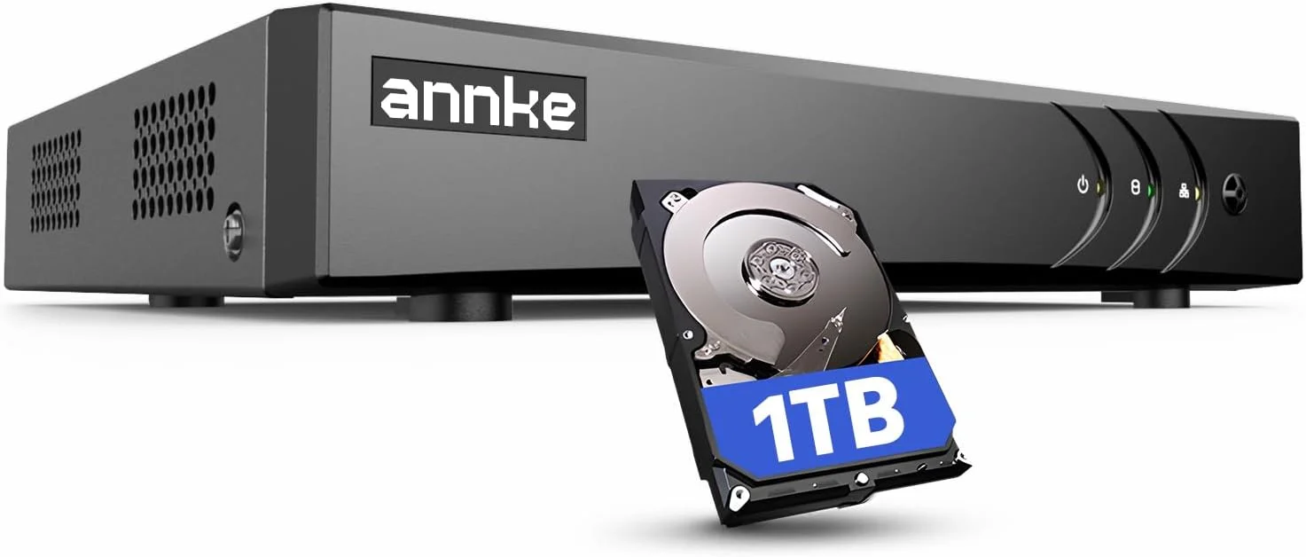 دستگاه ضبط ویدیویی دوربین مداربسته ANNKE با هارد دیسک 1 ترابایتی، 8 کانال 3K Lite H.265+ DVR برای دوربین های مداربسته/آنالوگ/AHD/TVI/IP، تشخیص انسان/وسیله نقلیه، دسترسی از راه دور، ایمیل هشدار با تصاویر