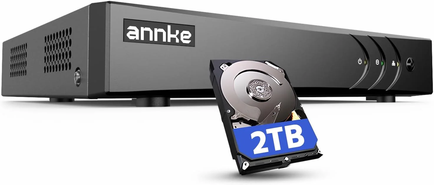 دستگاه ضبط ویدیویی دیجیتال 8 کاناله ANNKE 3K Lite، DVR هیبریدی 5 در 1 H.265+ با تشخیص هوشمند انسان/خودرو، دسترسی از راه دور برای دوربین مداربسته منزل و محل کار، شامل هارد دیسک 2 ترابایتی