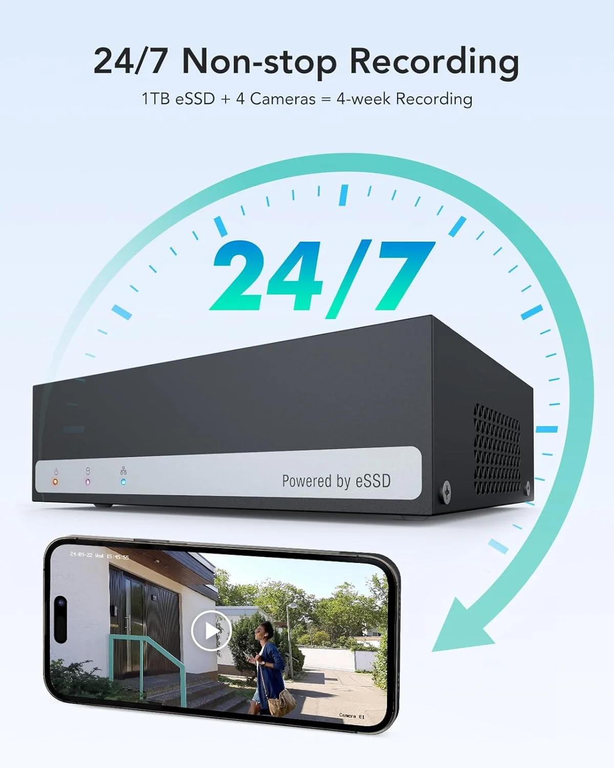 دستگاه ضبط ویدیویی دیجیتال 8 کاناله ANNKE 3K Lite با هارد درایو حالت جامد SSD یک ترابایتی، ضبط 24 ساعته در 7 روز هفته با 8 کانال، تشخیص انسان/خودرو با هوش مصنوعی، DVR امنیتی H.265 5 در 1، رمزگذاری سخت افزاری دستگاه ضبط ویدیویی دیجیتال 8 کاناله ANNKE 3K Lite با هارد درایو حالت جامد SSD یک ترابایتی، ضبط 24 ساعته در 7 روز هفته با 8 کانال، تشخیص انسان/خودرو با هوش مصنوعی، DVR امنیتی H.265 5 در 1، رمزگذاری سخت افزاری