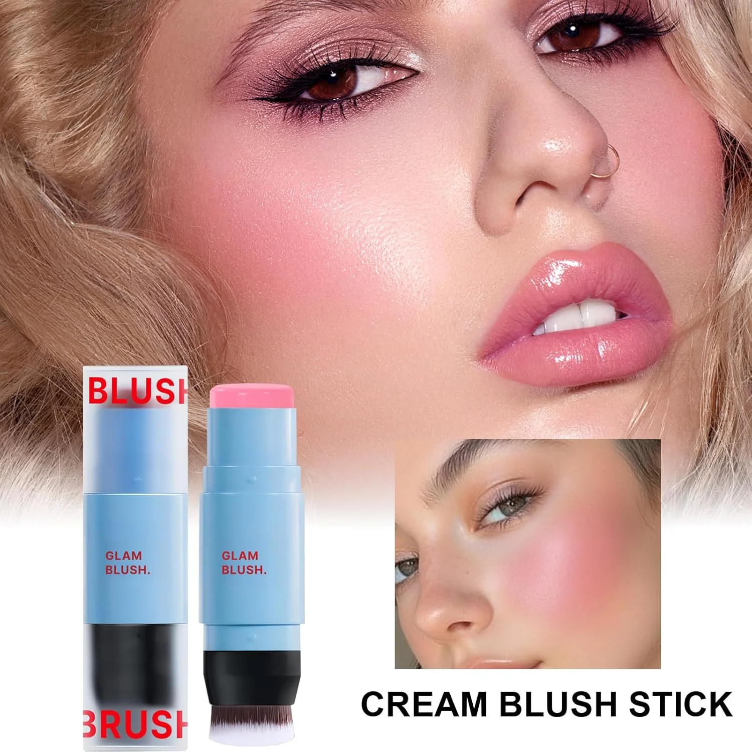 رژگونه استیکی برای گونه ها، رژگونه کرمی استیکی سایه چشم - مرطوب کننده، قابل حمل، ماندگاری طولانی، رژ لب رنگی فوری برای استفاده روزانه در دفاتر رژگونه استیکی برای گونه ها، رژگونه کرمی استیکی سایه چشم - مرطوب کننده، قابل حمل، ماندگاری طولانی، رژ لب رنگی فوری برای استفاده روزانه در دفاتر