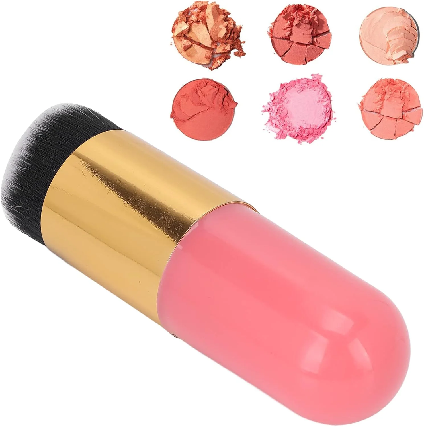 برس رژگونه صورت، برس آرایشی با موهای متراکم و شکل کمانی نوک تیز برای آرایش روزانه بانوان، طلایی صورتی برس رژگونه صورت، برس آرایشی با موهای متراکم و شکل کمانی نوک تیز برای آرایش روزانه بانوان، طلایی صورتی