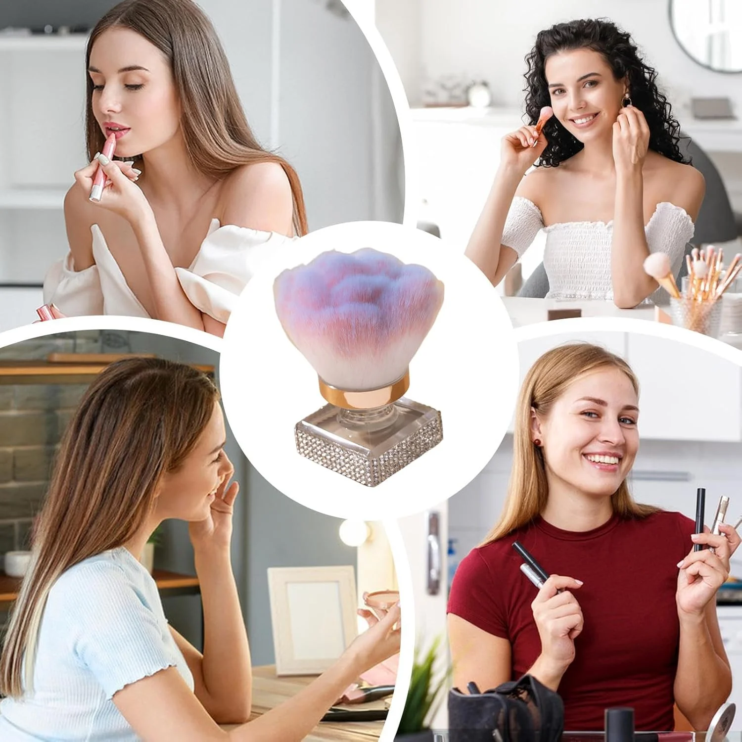 برس رژگونه برای گونه - برس پاک کننده پودر ناخن - ابزار آرایشی مسافرتی برای پدیکور مانیکور هایلایت کانتورینگ