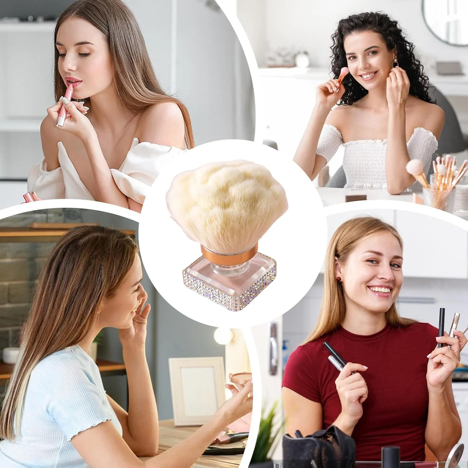 برس رژگونه برای گونه | برس آرایشی برای پودر فیکس - ابزار آرایشی ارگونومیک برای کانتورینگ، هایلایت و تمیز کردن ناخن
