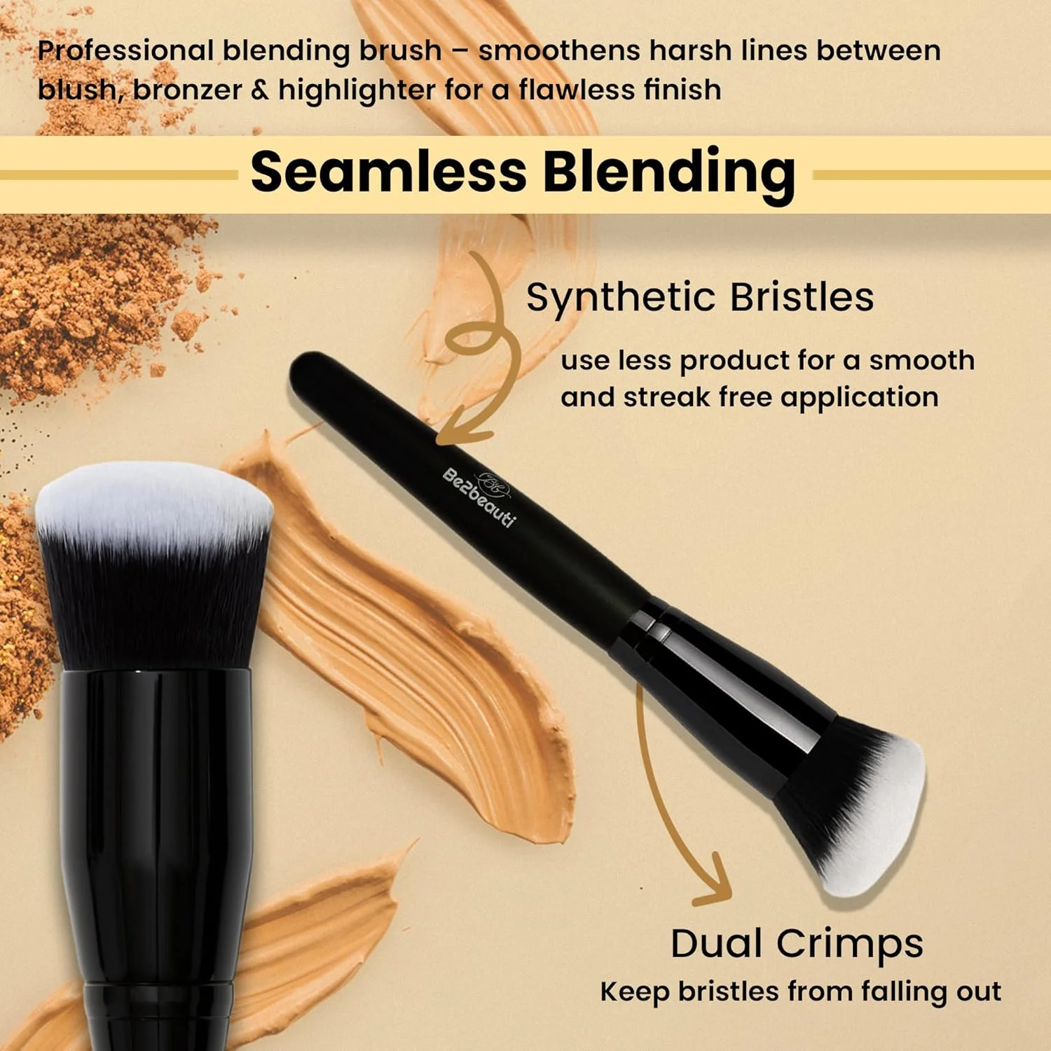 Be2beauti برس آرایش رژگونه حرفه ای برای آرایش صورت - برس نرم و متراکم کابوکی برای کانتور و گونه برای رژگونه پودری، کرمی و مایع - برس آرایشی وگان، سبک وزن و بدون تست حیوانی برای زنان Be2beauti برس آرایش رژگونه حرفه ای برای آرایش صورت - برس نرم و متراکم کابوکی برای کانتور و گونه برای رژگونه پودری، کرمی و مایع - برس آرایشی وگان، سبک وزن و بدون تست حیوانی برای زنان
