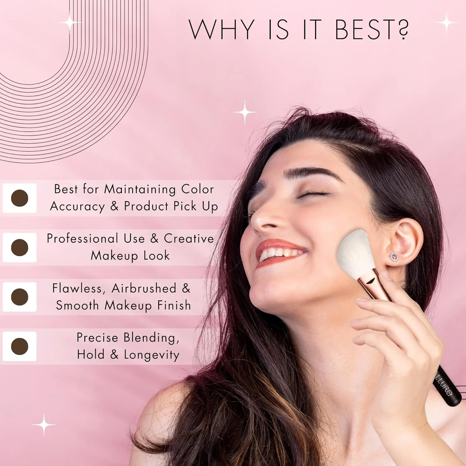 قلم موی آرایشی حرفه ای Allure ® برای صورت - رزگلد - قلم موی کانتور زاویه دار قلم موی آرایشی حرفه ای Allure ® برای صورت - رزگلد - قلم موی کانتور زاویه دار