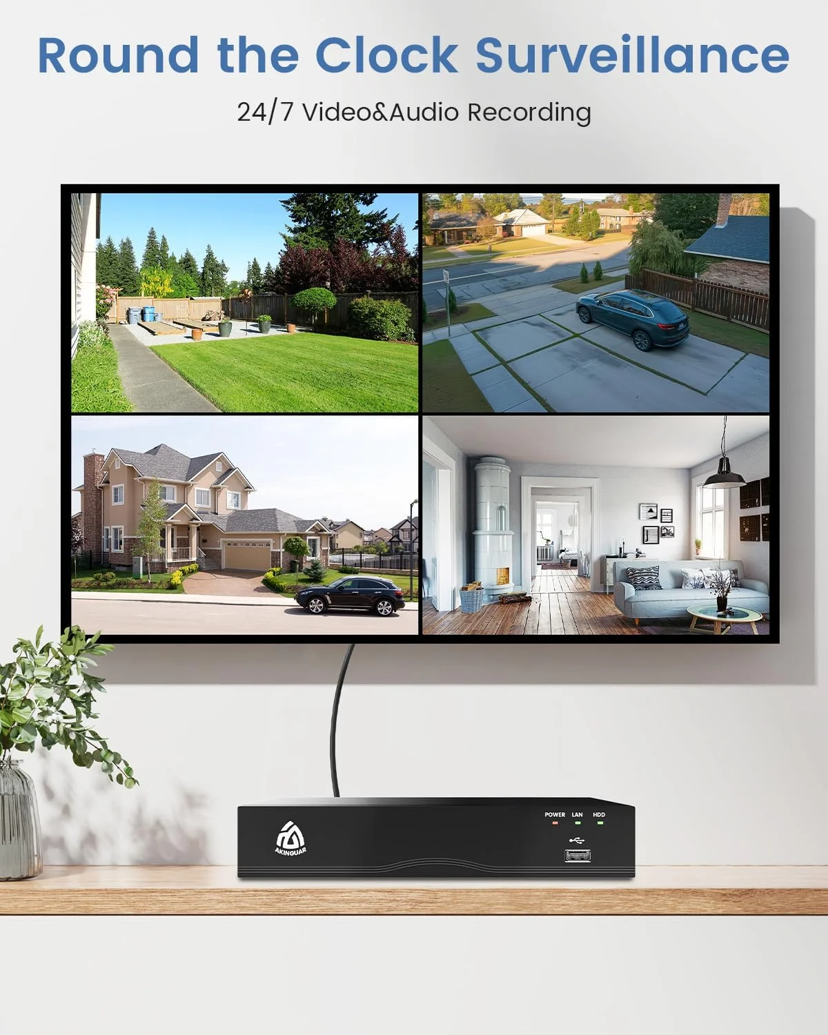 دستگاه ضبط ویدیویی تحت شبکه ۸ کانال AKINGUAR 4K PoE NVR CCTV با هارد ۲ ترابایتی، تشخیص هوشمند انسان/خودرو، پشتیبانی از دوربین های PoE با کیفیت 4K/5MP/4MP/3MP/2MP HD و ضبط ۲۴ ساعته دستگاه ضبط ویدیویی تحت شبکه ۸ کانال AKINGUAR 4K PoE NVR CCTV با هارد ۲ ترابایتی، تشخیص هوشمند انسان/خودرو، پشتیبانی از دوربین های PoE با کیفیت 4K/5MP/4MP/3MP/2MP HD و ضبط ۲۴ ساعته