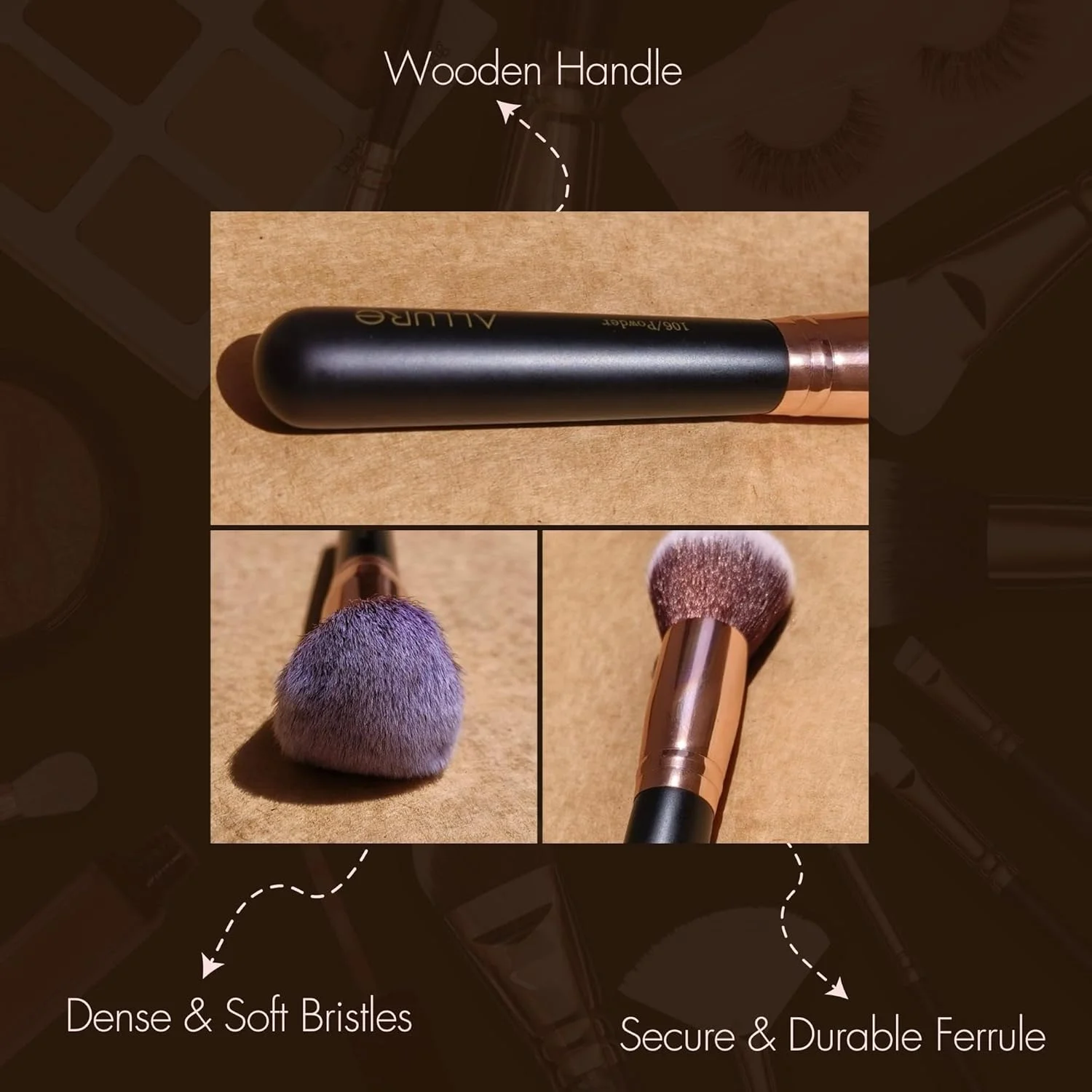 قلم موی آرایشی حرفه ای Allure ® برای صورت - رزگلد - قلم موی کانتور زاویه دار قلم موی آرایشی حرفه ای Allure ® برای صورت - رزگلد - قلم موی کانتور زاویه دار