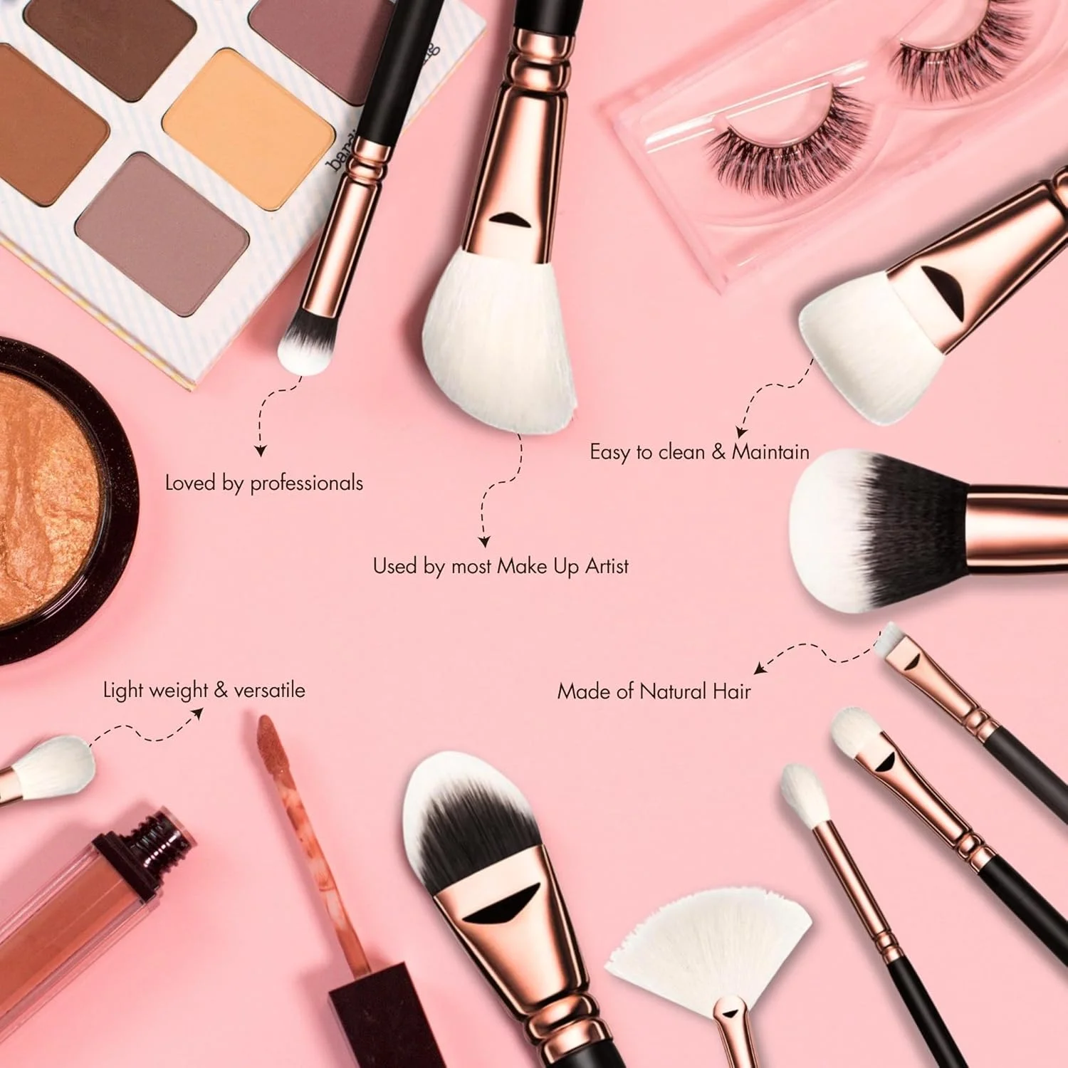 قلم موی آرایشی حرفه ای Allure ® برای صورت - رزگلد - قلم موی کانتور زاویه دار قلم موی آرایشی حرفه ای Allure ® برای صورت - رزگلد - قلم موی کانتور زاویه دار