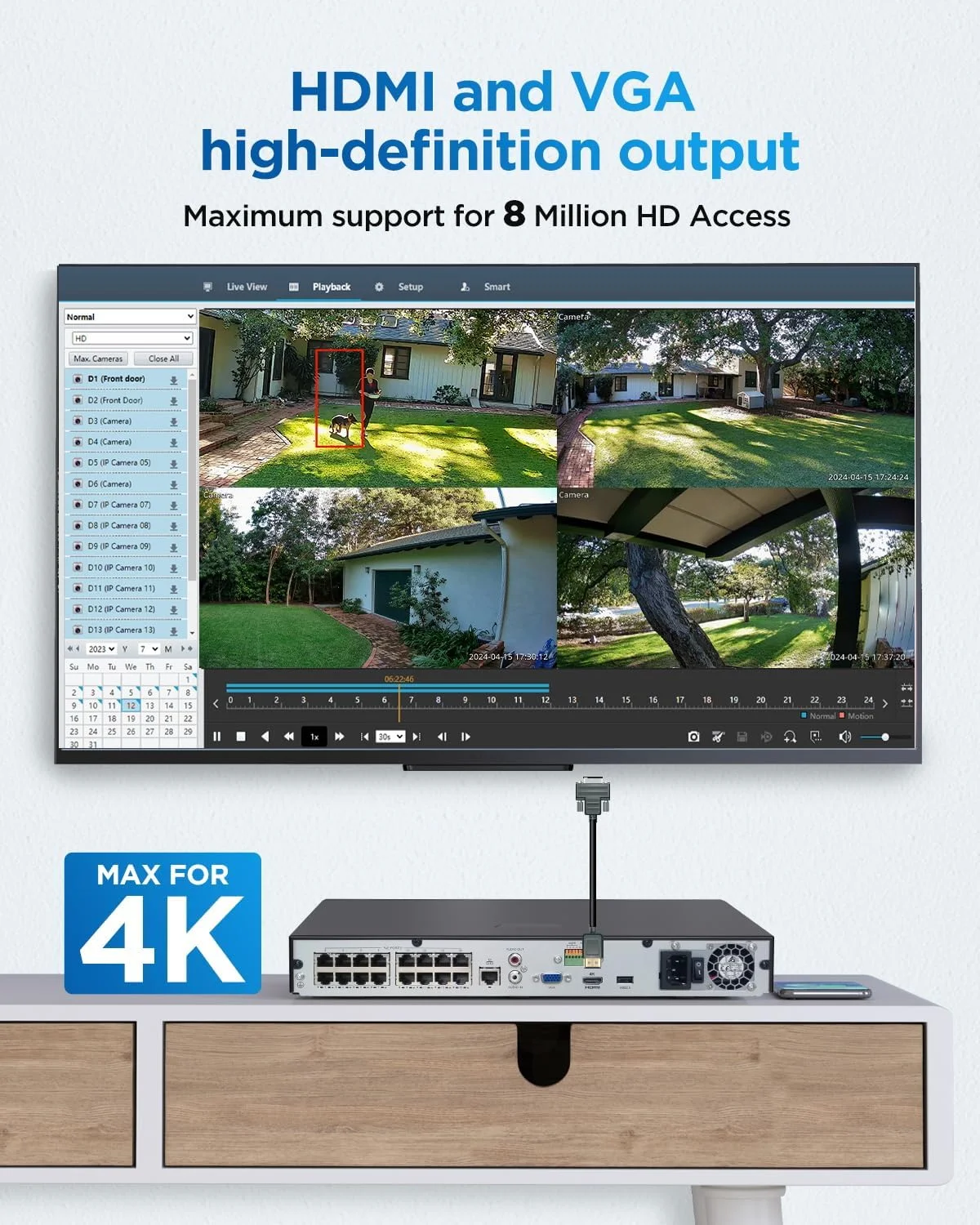 دستگاه ضبط ویدیویی تحت شبکه 16 کانال 4K 4COVR H.265 PoE، دستگاه NVR HD سازگار با دوربین های IP 4MP/5MP/6MP/8MP، دارای هارد دیسک 4 ترابایتی از پیش نصب شده و دو پورت SATA تا 16 ترابایت، دسترسی از راه دور و ضبط 24/7، مدل ELY-NVR16P4TC دستگاه ضبط ویدیویی تحت شبکه 16 کانال 4K 4COVR H.265 PoE، دستگاه NVR HD سازگار با دوربین های IP 4MP/5MP/6MP/8MP، دارای هارد دیسک 4 ترابایتی از پیش نصب شده و دو پورت SATA تا 16 ترابایت، دسترسی از راه دور و ضبط 24/7، مدل ELY-NVR16P4TC