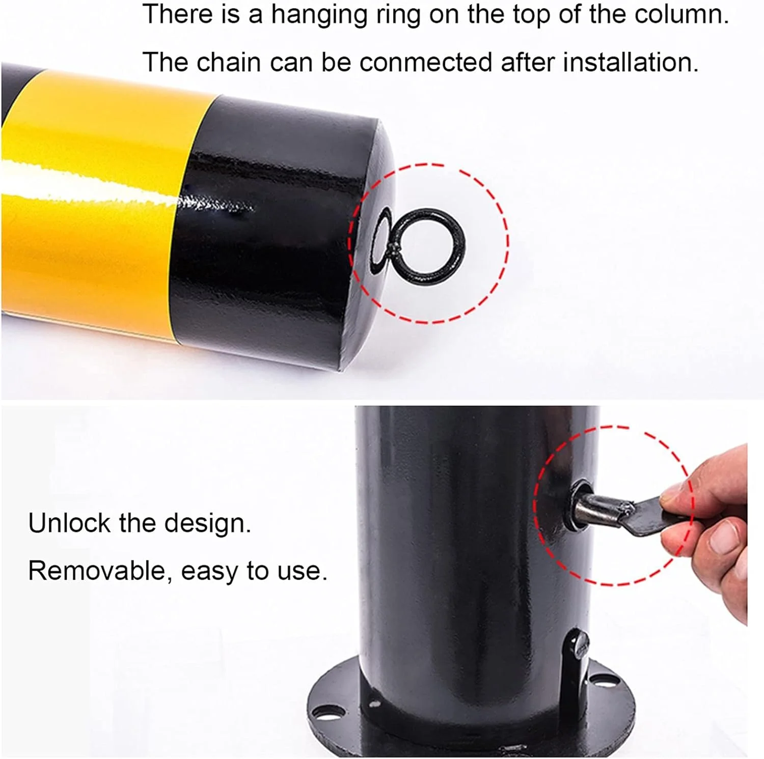 مجموعه 2 عددی میله محافظ و زنجیر حائل، میله قفل پارکینگ فلزی 5 متری و زنجیر پلاستیکی با حلقه آویز و پیچ، مشکی - 500x114 میلی متر مجموعه 2 عددی میله محافظ و زنجیر حائل، میله قفل پارکینگ فلزی 5 متری و زنجیر پلاستیکی با حلقه آویز و پیچ، مشکی - 500x114 میلی متر