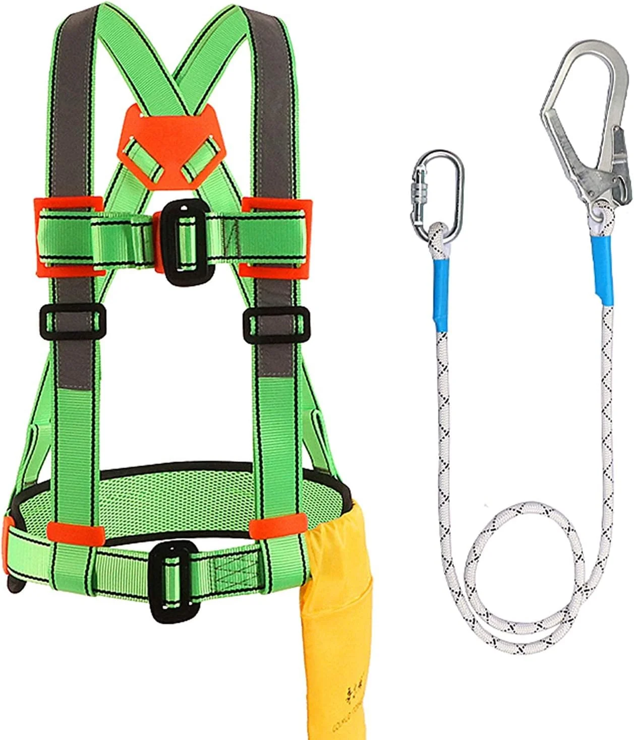 هارنس ایمنی سقوط، محافظت شخصی در برابر سقوط برای کار در ارتفاع، نیم تنه با طناب محافظ سقوط با قلاب (قلاب بزرگ 1.8 متری) زندگی جالب خانه شاد