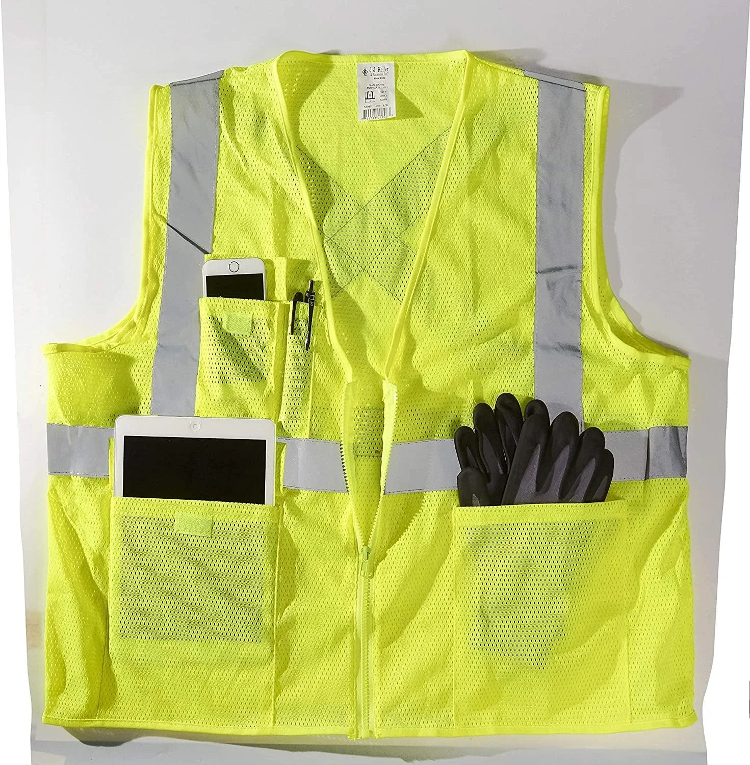 جلیقه ایمنی 5 عددی SAFEGEAR از شرکت J. J. Keller & Associates, Inc.، کلاس 2 نوع R با جیب و بست زیپی - 4XL/5XL، جلیقه توری پلی استر با دید بالا به رنگ سبز لیمویی/زرد برای مردان یا زنان جلیقه ایمنی 5 عددی SAFEGEAR از شرکت J. J. Keller & Associates, Inc.، کلاس 2 نوع R با جیب و بست زیپی - 4XL/5XL، جلیقه توری پلی استر با دید بالا به رنگ سبز لیمویی/زرد برای مردان یا زنان