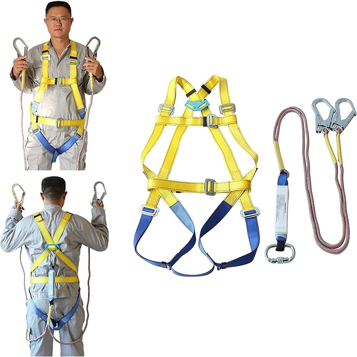 هارنس ایمنی توقف سقوط، کیت هارنس ایمنی محافظ شخصی قابل تنظیم تمام بدن با قلاب مورد استفاده برای کار ساختمانی مورد نیاز