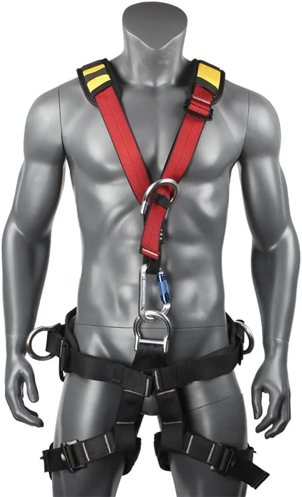 هارنس ایمنی تمام بدن GJDtyui برای حفاظت در برابر سقوط، هارنس ساختمانی با 5 حلقه D، تجهیزات حفاظت شخصی جهانی برای ساخت و ساز، کوهنوردی، شرایط اضطراری، امنیت، نقشه برداری