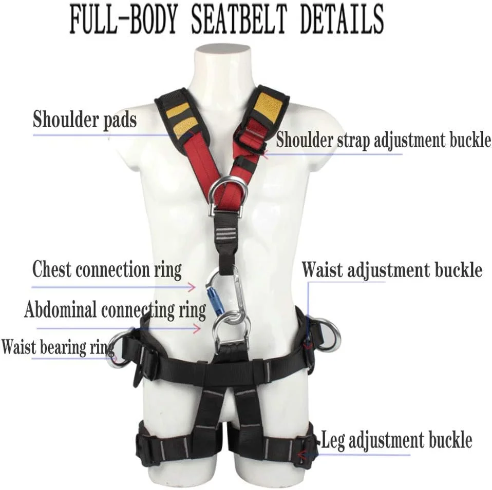 هارنس ایمنی تمام بدن GJDtyui برای حفاظت در برابر سقوط، هارنس ساختمانی با 5 حلقه D، تجهیزات حفاظت شخصی جهانی برای ساخت و ساز، کوهنوردی، شرایط اضطراری، امنیت، نقشه برداری