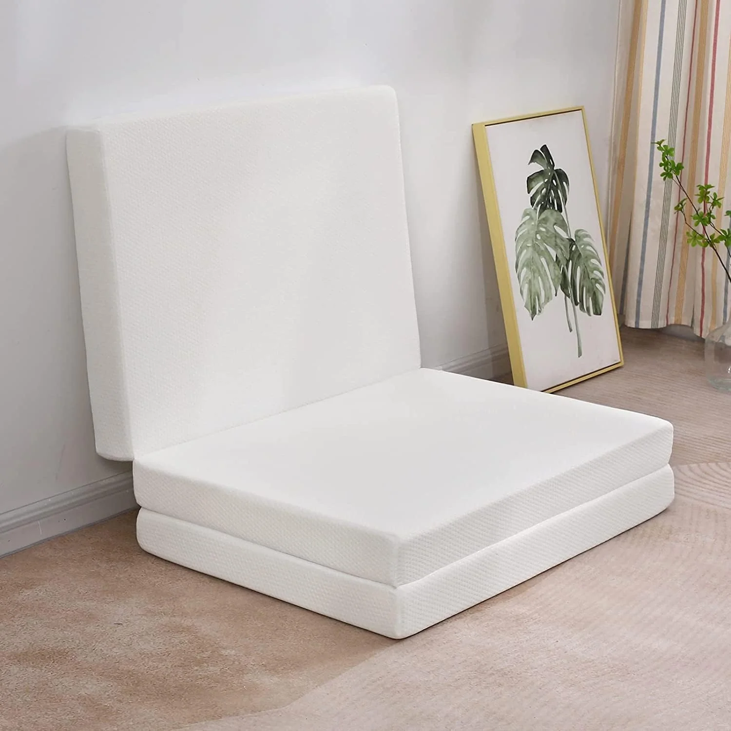 تشک فوم تاشو سه تکه طبی سوزنی دوزی شده مبلمان سولشا مناسب منزل، سفید، 180x90x7 سانتی متر