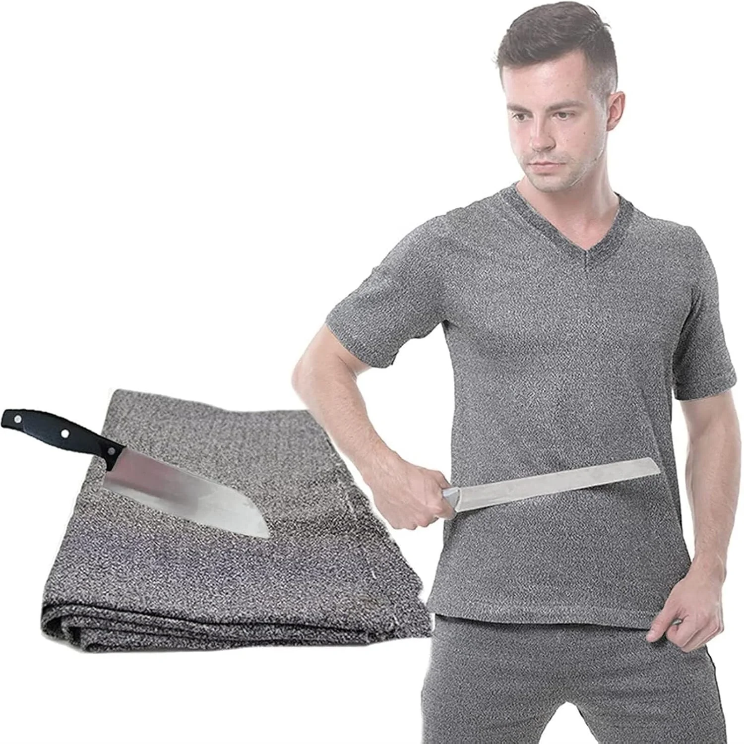 تی شرت ضد برش، جلیقه محافظ سوراخ پنهان، سطح ایمنی چاقو 5، ضد برش، لباس محافظ نامرئی بافتنی، برای محافظت از سینه و پشت