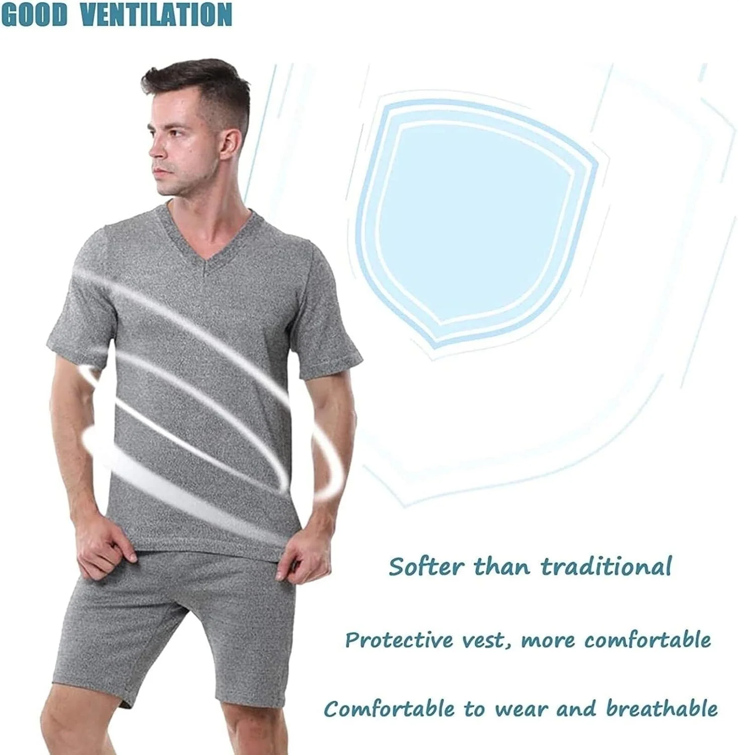 تی شرت ضد برش، جلیقه محافظ سوراخ پنهان، سطح ایمنی چاقو 5، ضد برش، لباس محافظ نامرئی بافتنی، برای محافظت از سینه و پشت