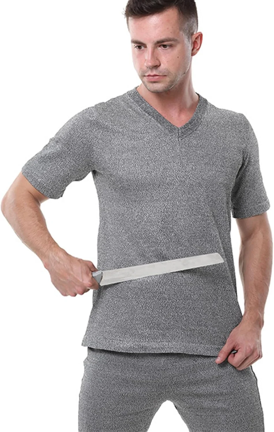 جلیقه ضد برش و ضد ضربه، لباس محافظ سطح 5، آستین کوتاه ایمنی مقاوم در برابر برش، محافظ بدن پرسنل امنیتی، جلیقه های مقاوم در برابر برش، یقه گرد - XXL