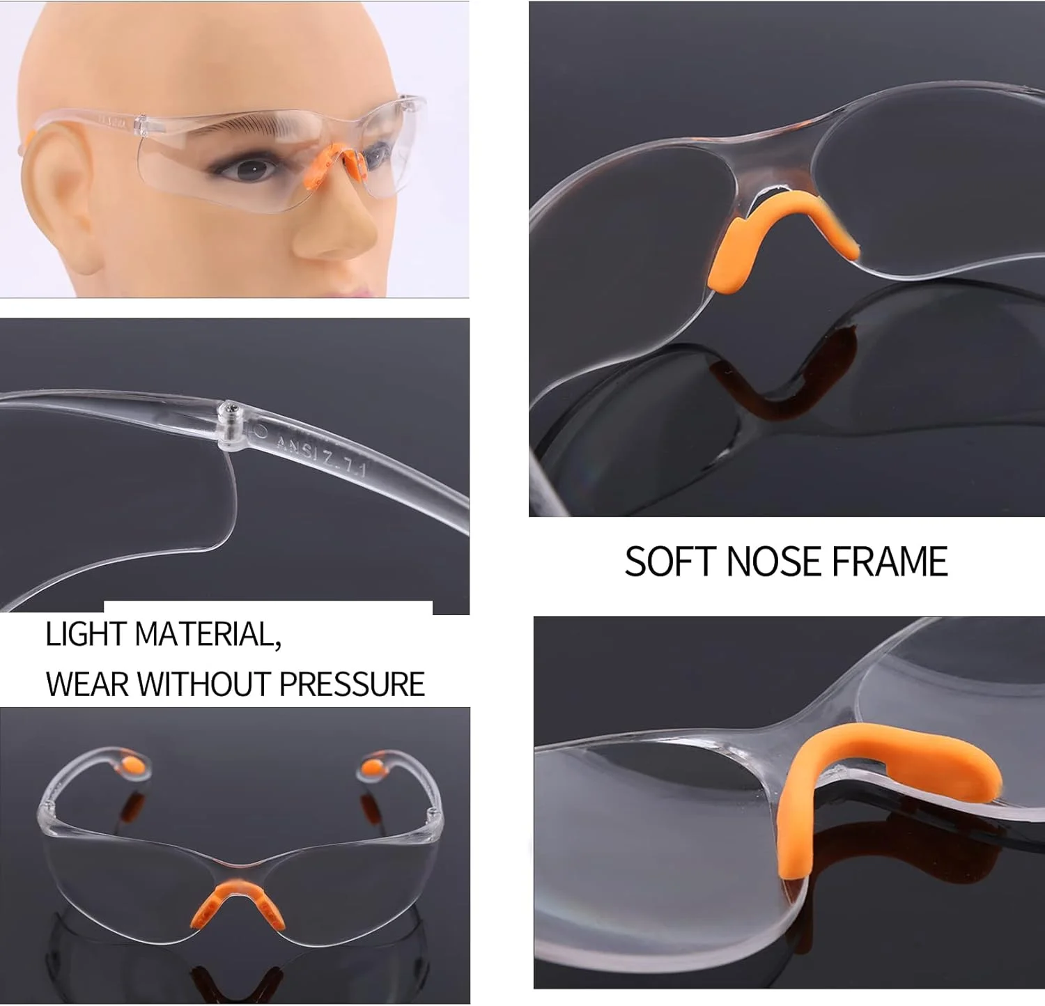 عینک ایمنی CSDPC | عینک ایمنی ضد مه برای کار | 6 عدد عینک محافظ چشم | عینک ایمنی تجهیزات حفاظتی برای ساخت و ساز، آزمایشگاه، مواد شیمیایی