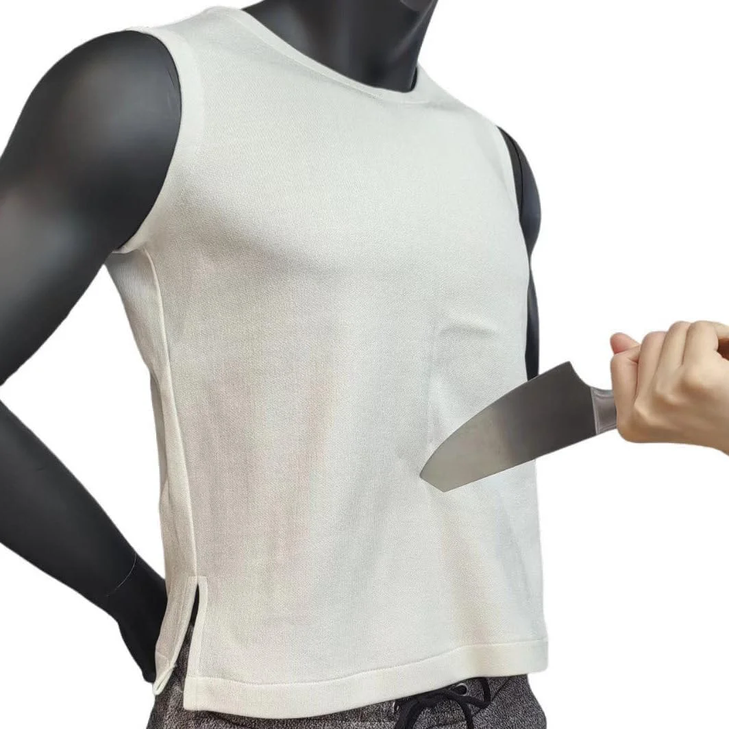 جلیقه ضد ضربه و ضد برش سطح 4، سبک و تنفس پذیر، جلیقه محافظتی تاکتیکی سبک وزن، سفید-L