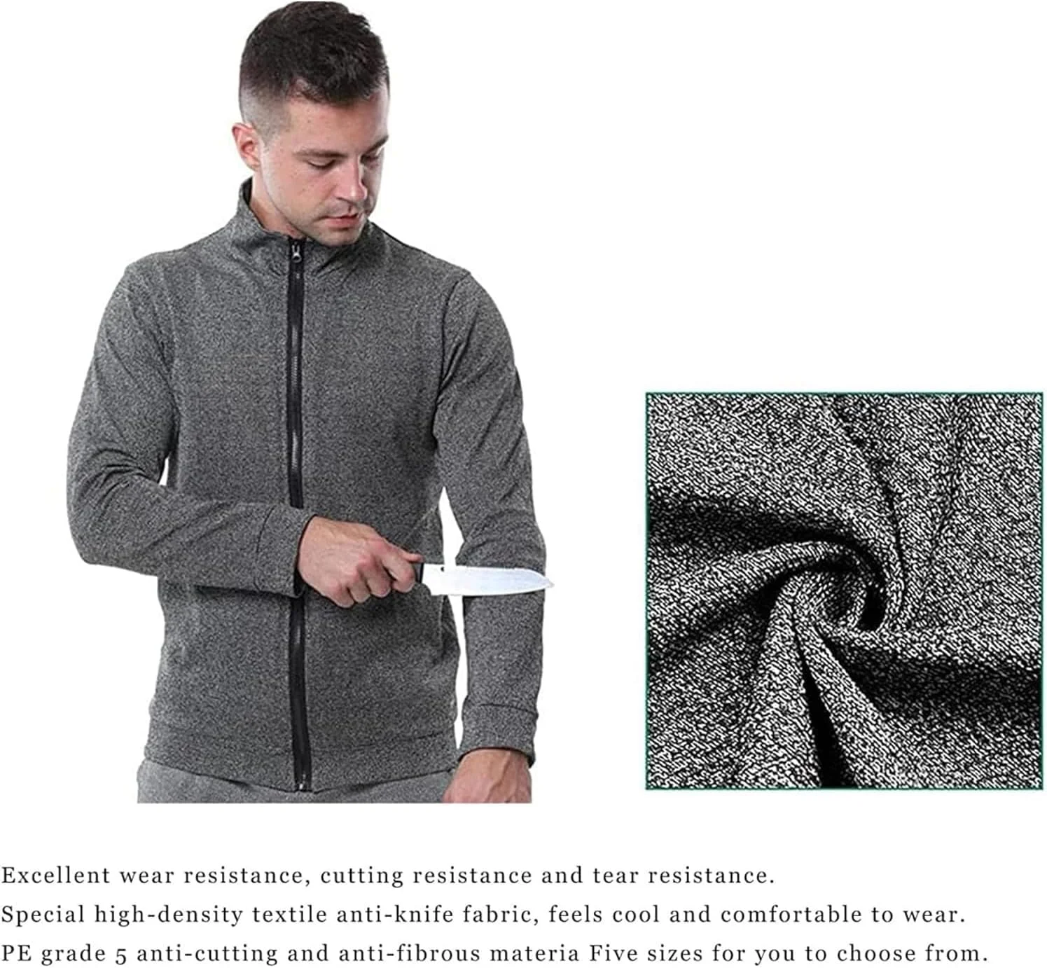 لباس ضد ضربه با 5 لایه محافظ، ژاکت تاکتیکی، لباس امنیتی ضد برش، برای پلیس و پرسنل امنیتی (رنگ: خاکستری)